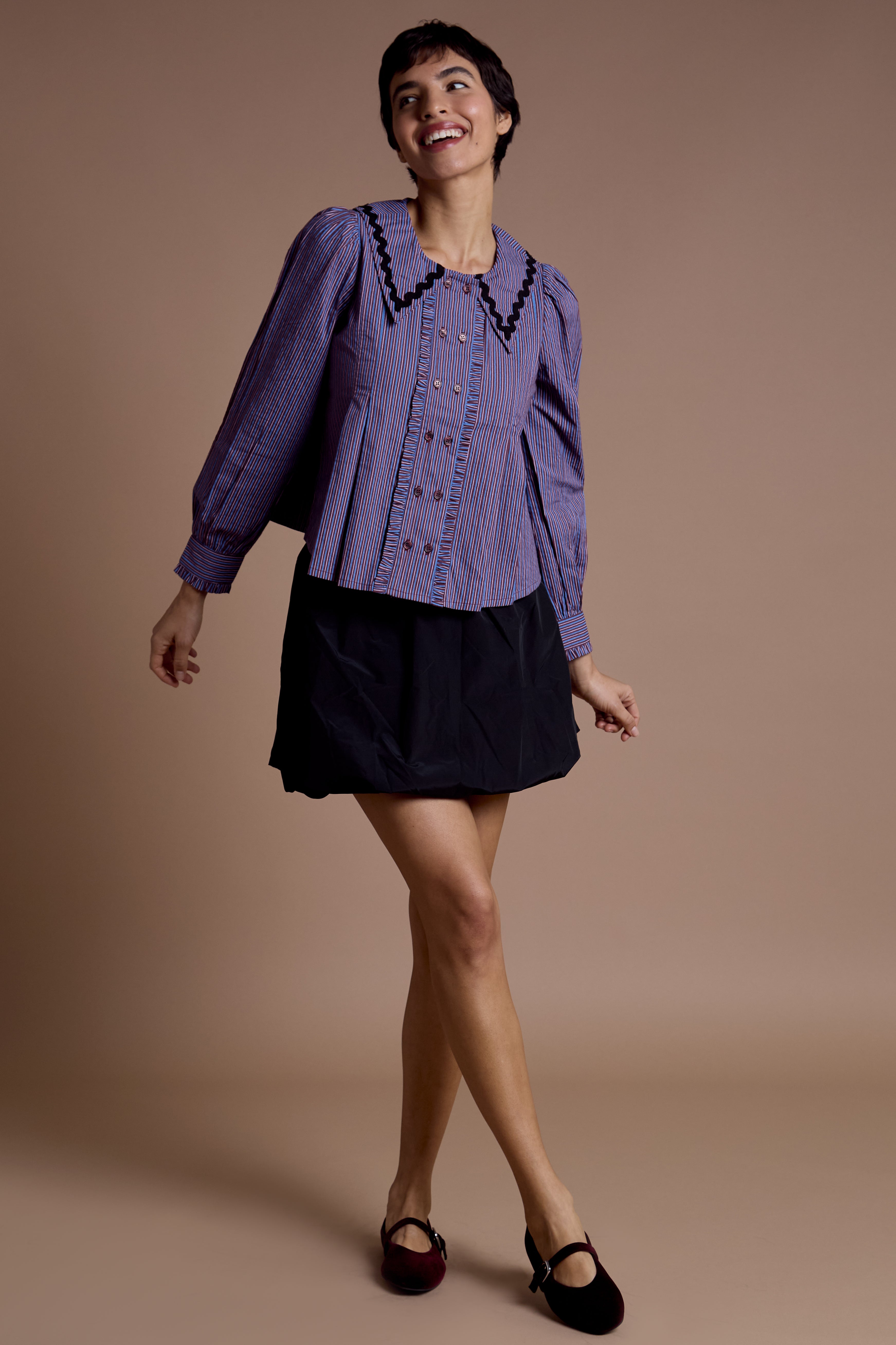 Nina Striped Collar Blouse