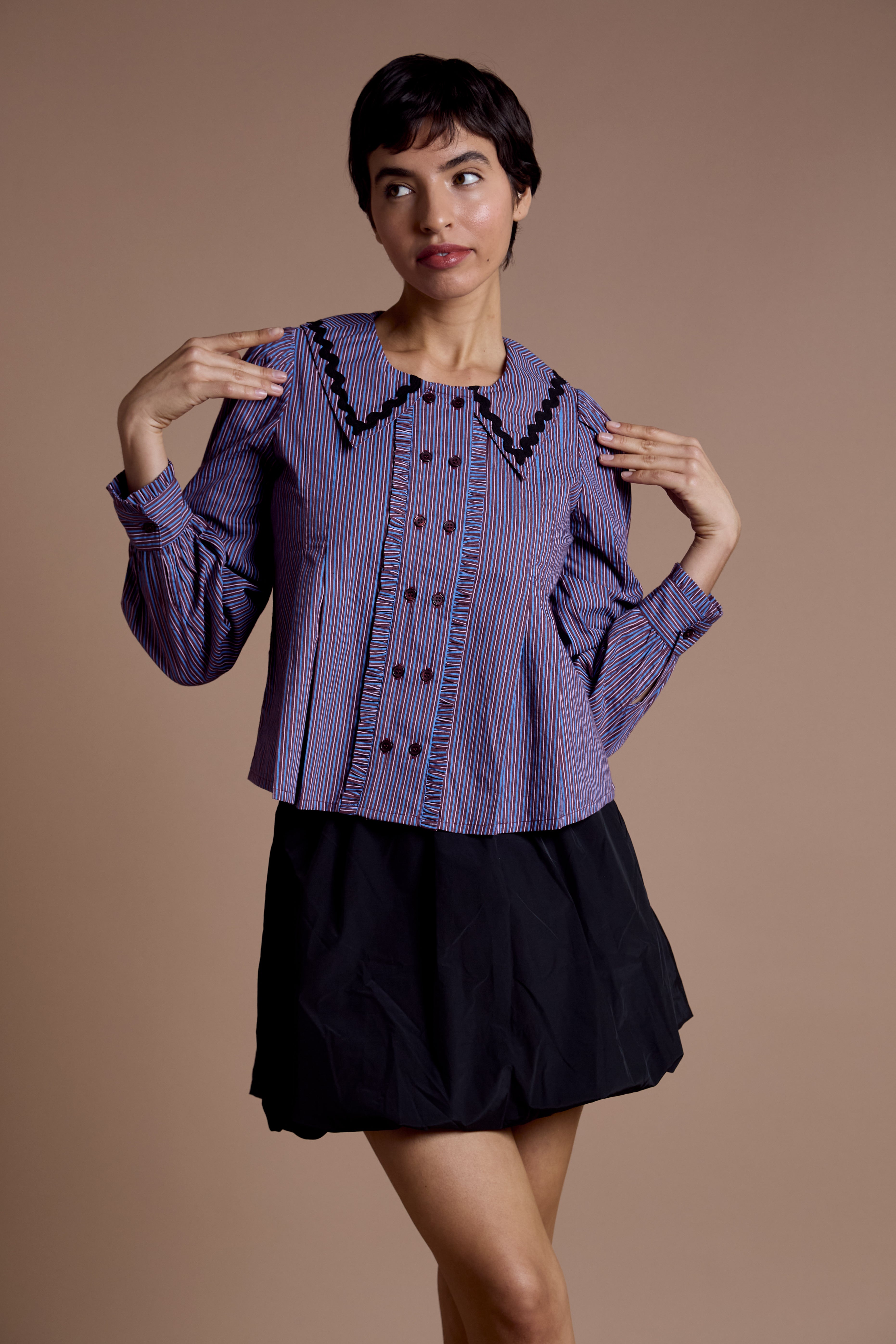 Nina Striped Collar Blouse