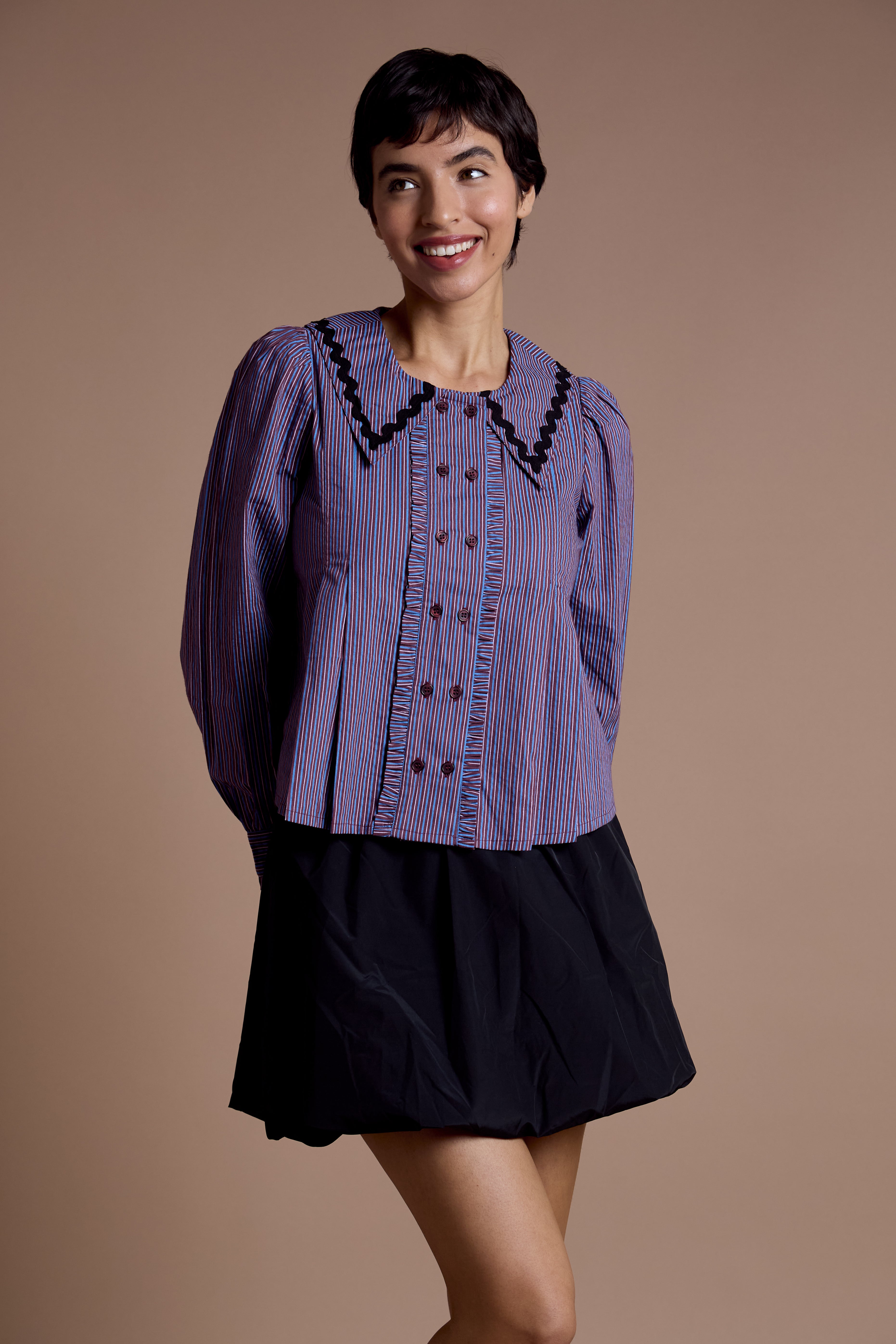 Nina Striped Collar Blouse