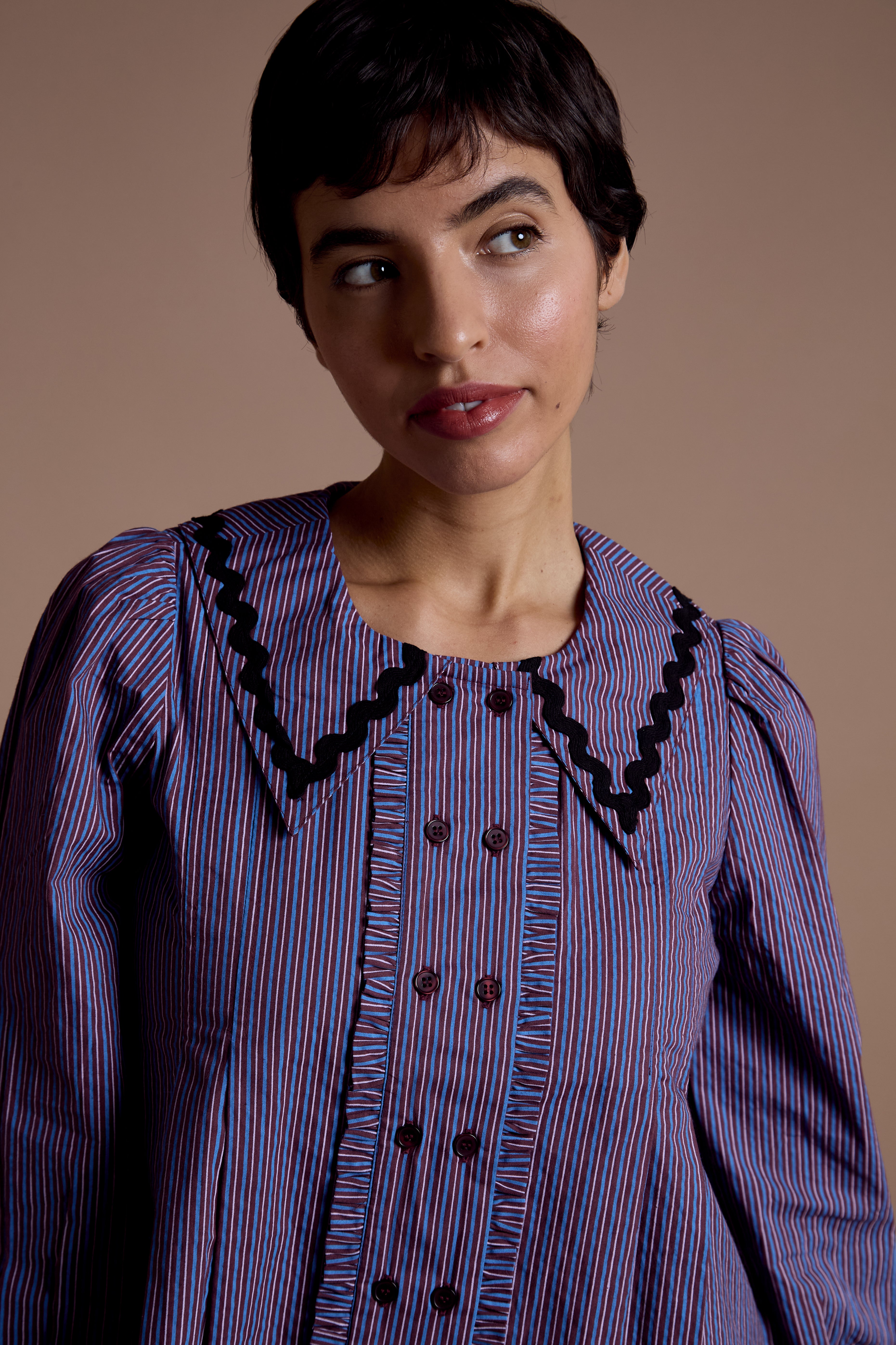 Nina Striped Collar Blouse