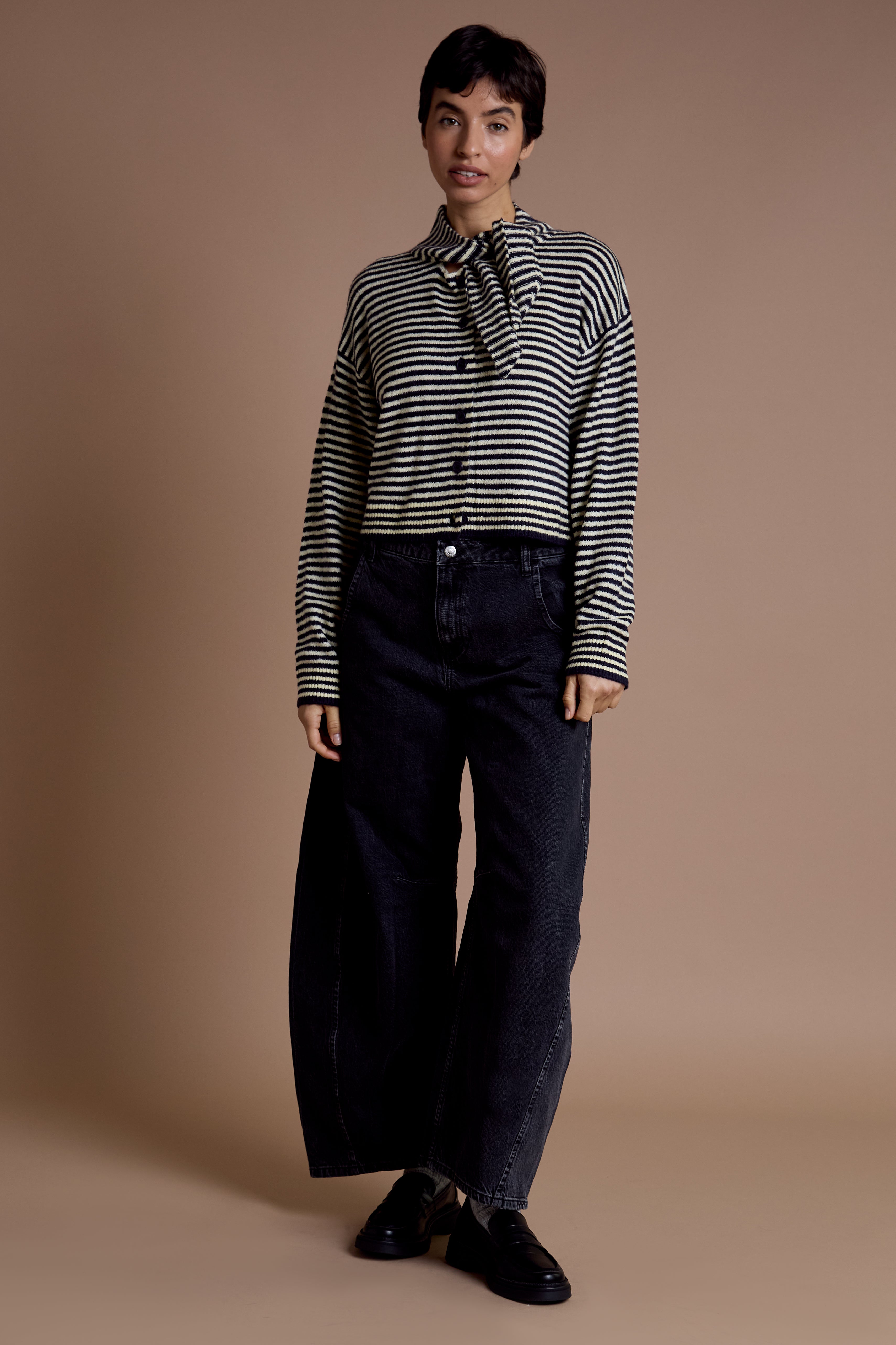 Tess Stripe Cardigan with Tie Detail