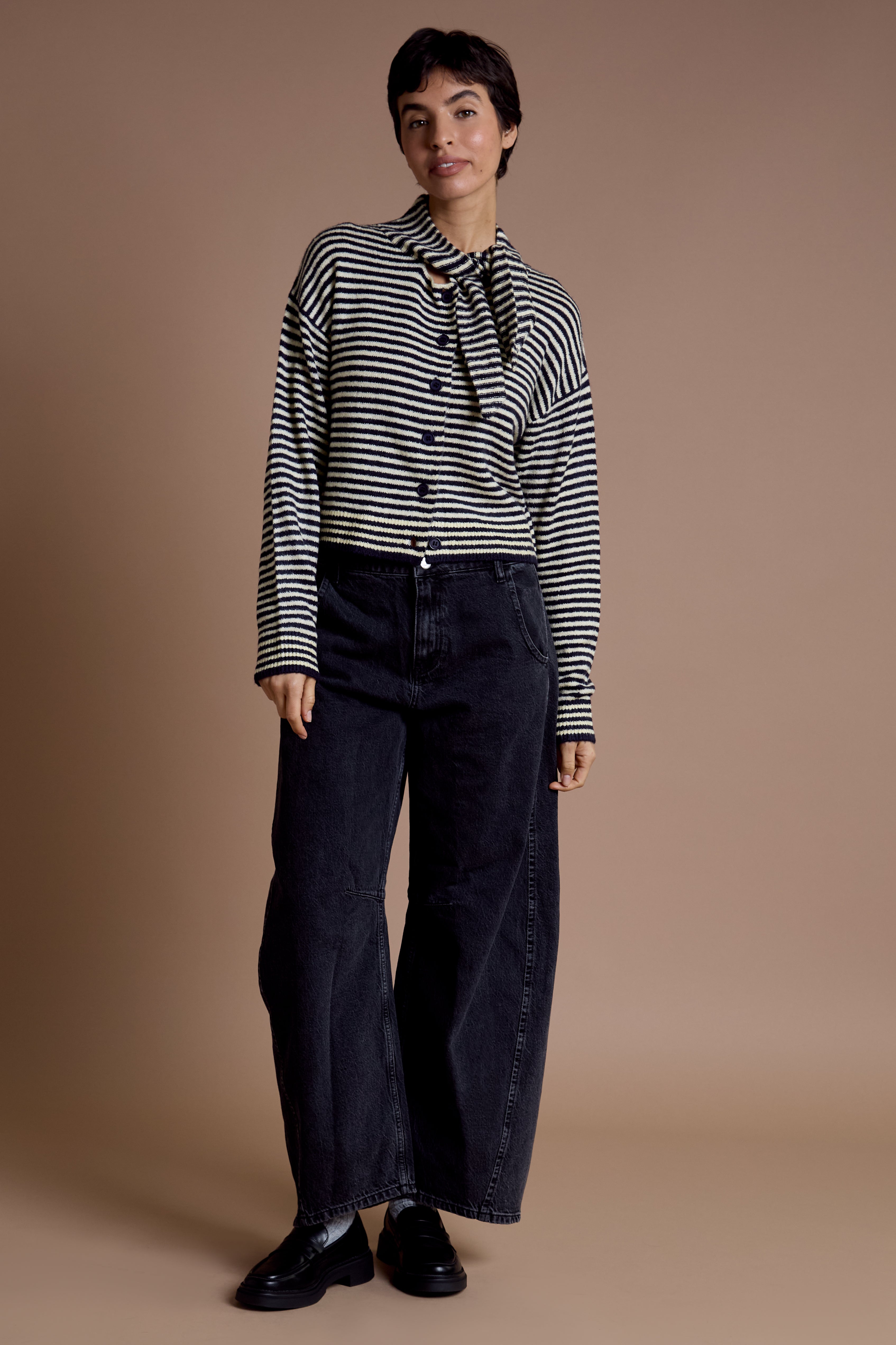 Tess Stripe Cardigan with Tie Detail