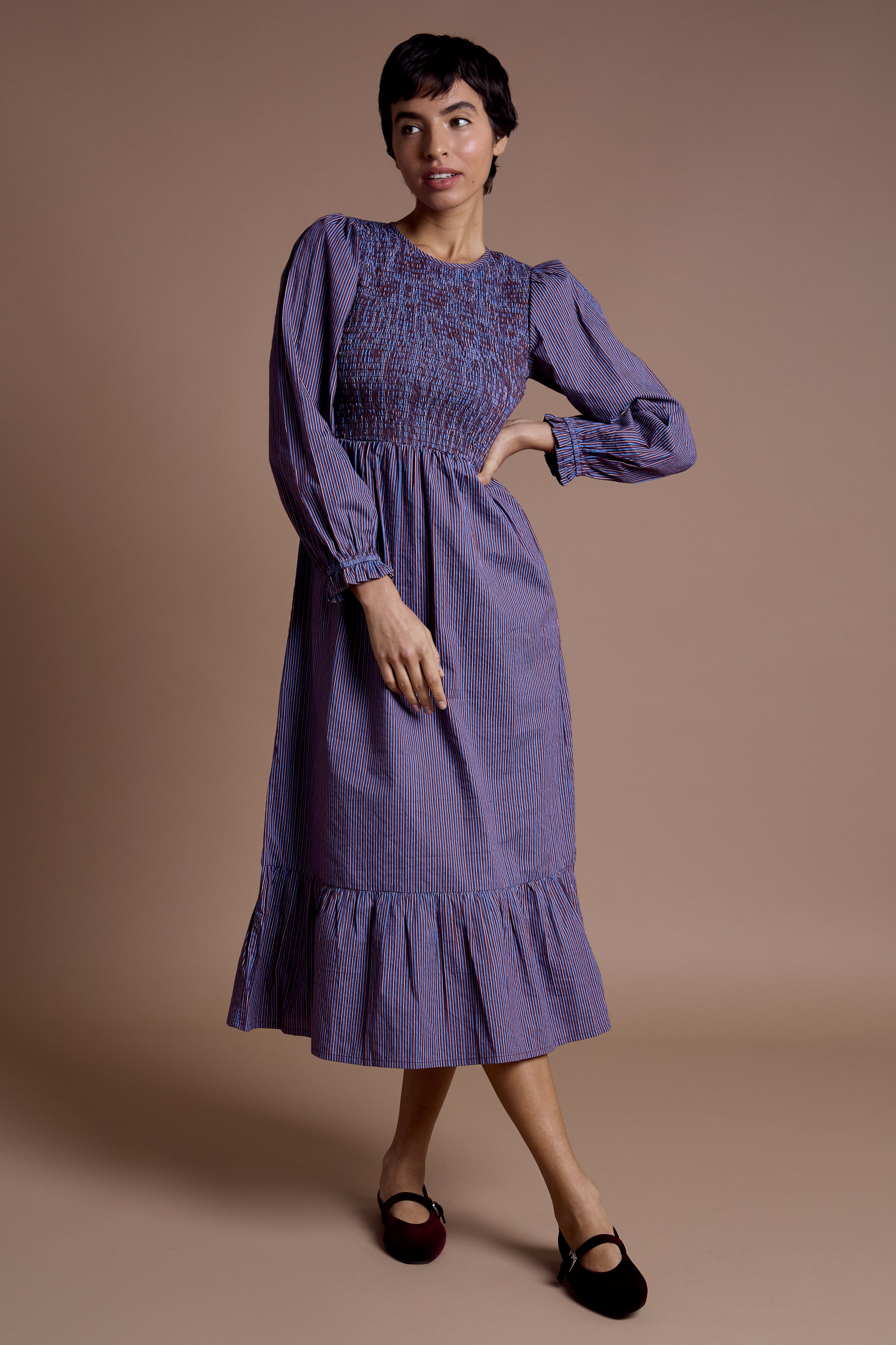 Maeve shirred Midaxi Dress