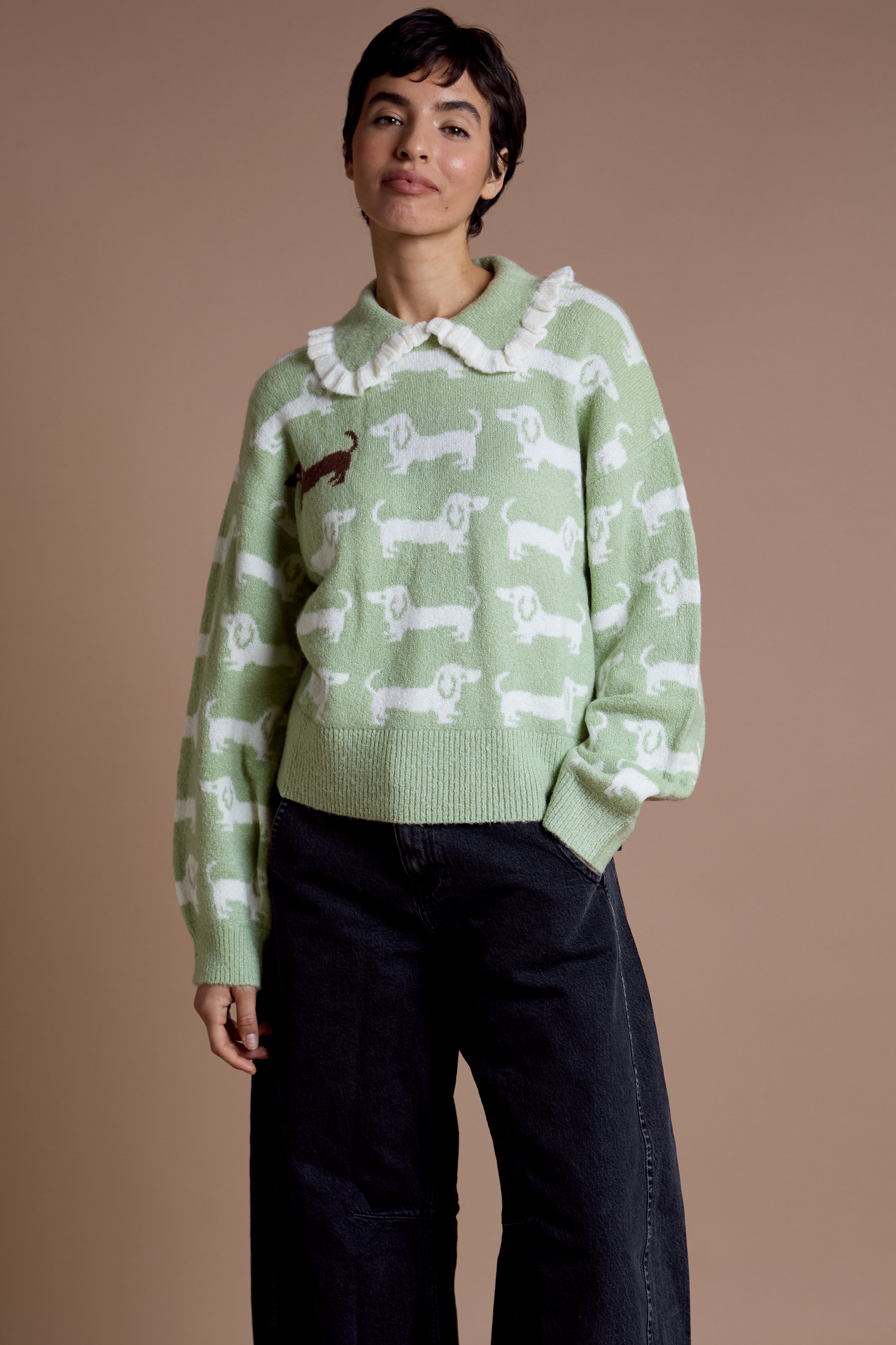 Arnie Frill Collar Sausage Dog Jumper