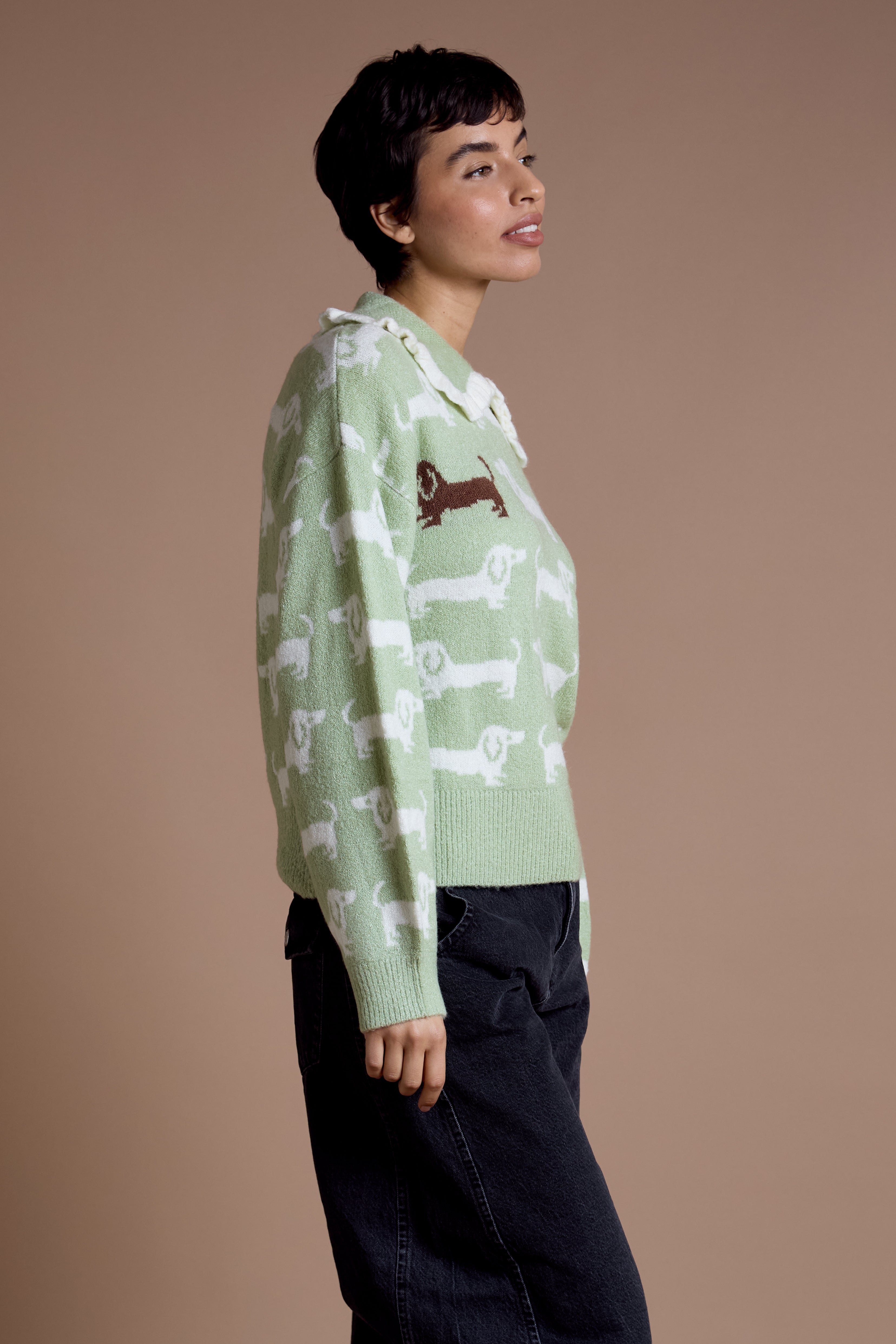 Arnie Frill Collar Sausage Dog Jumper