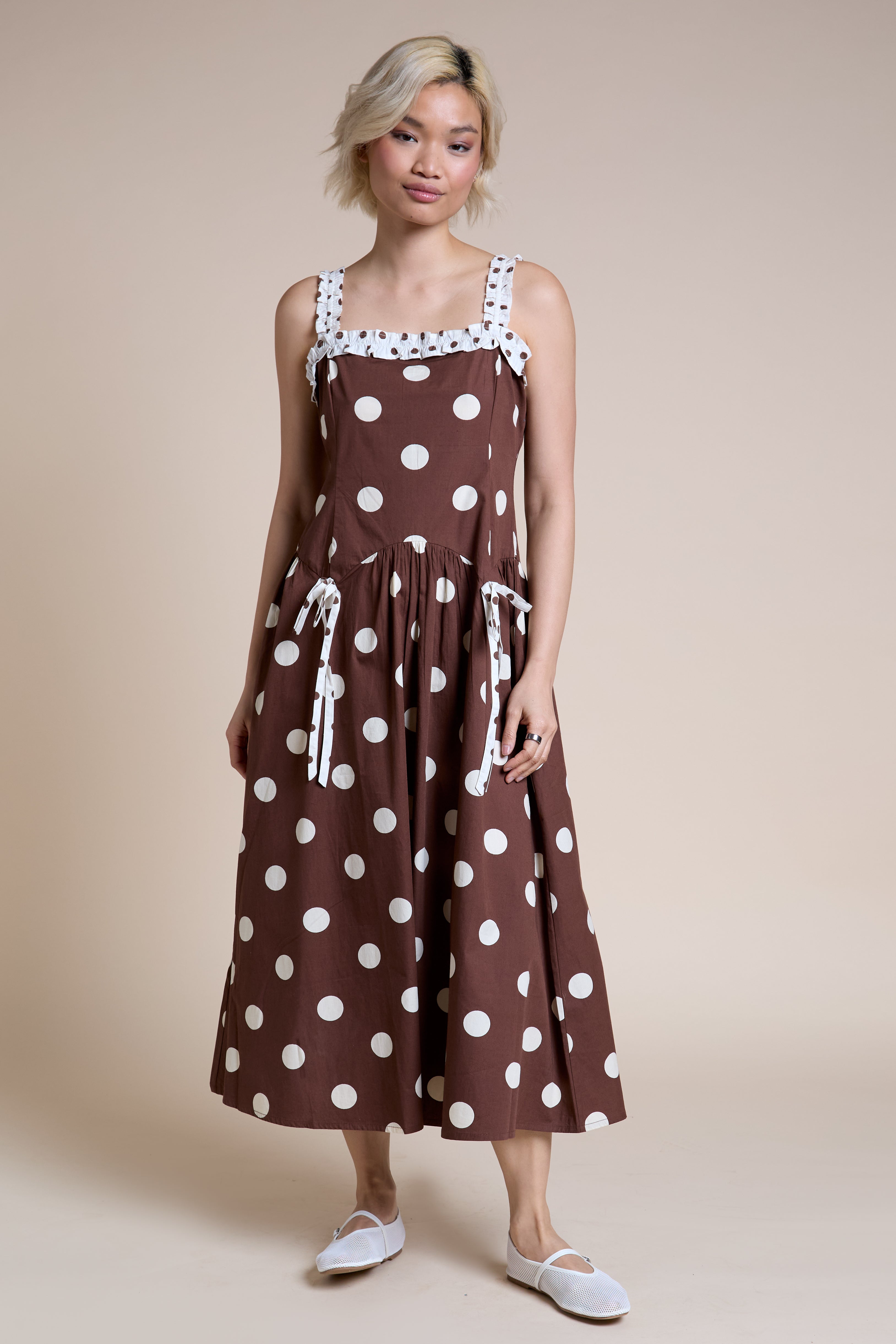 Eliza Midi Polka Dot Dress