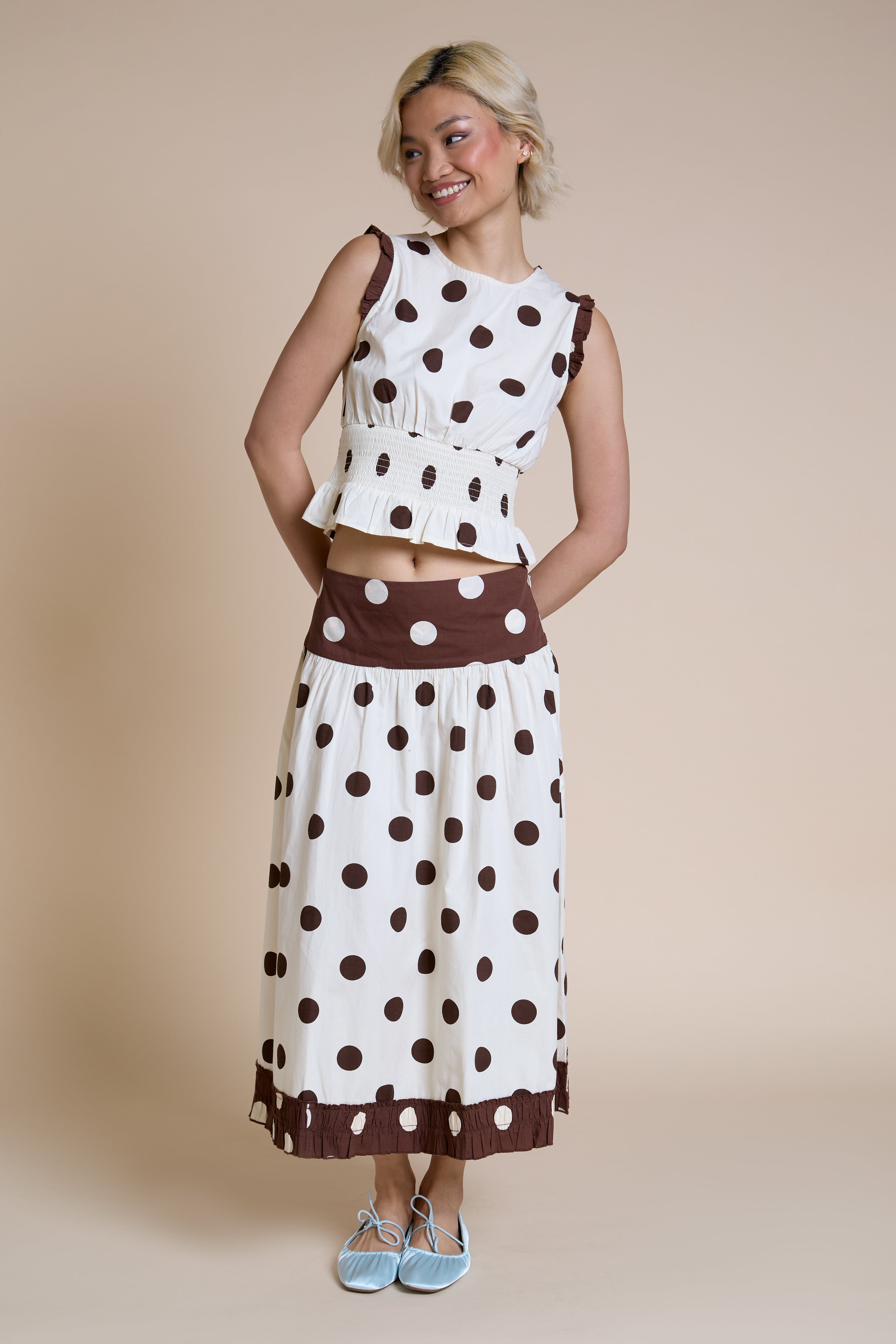 Elizia Polka dot Top