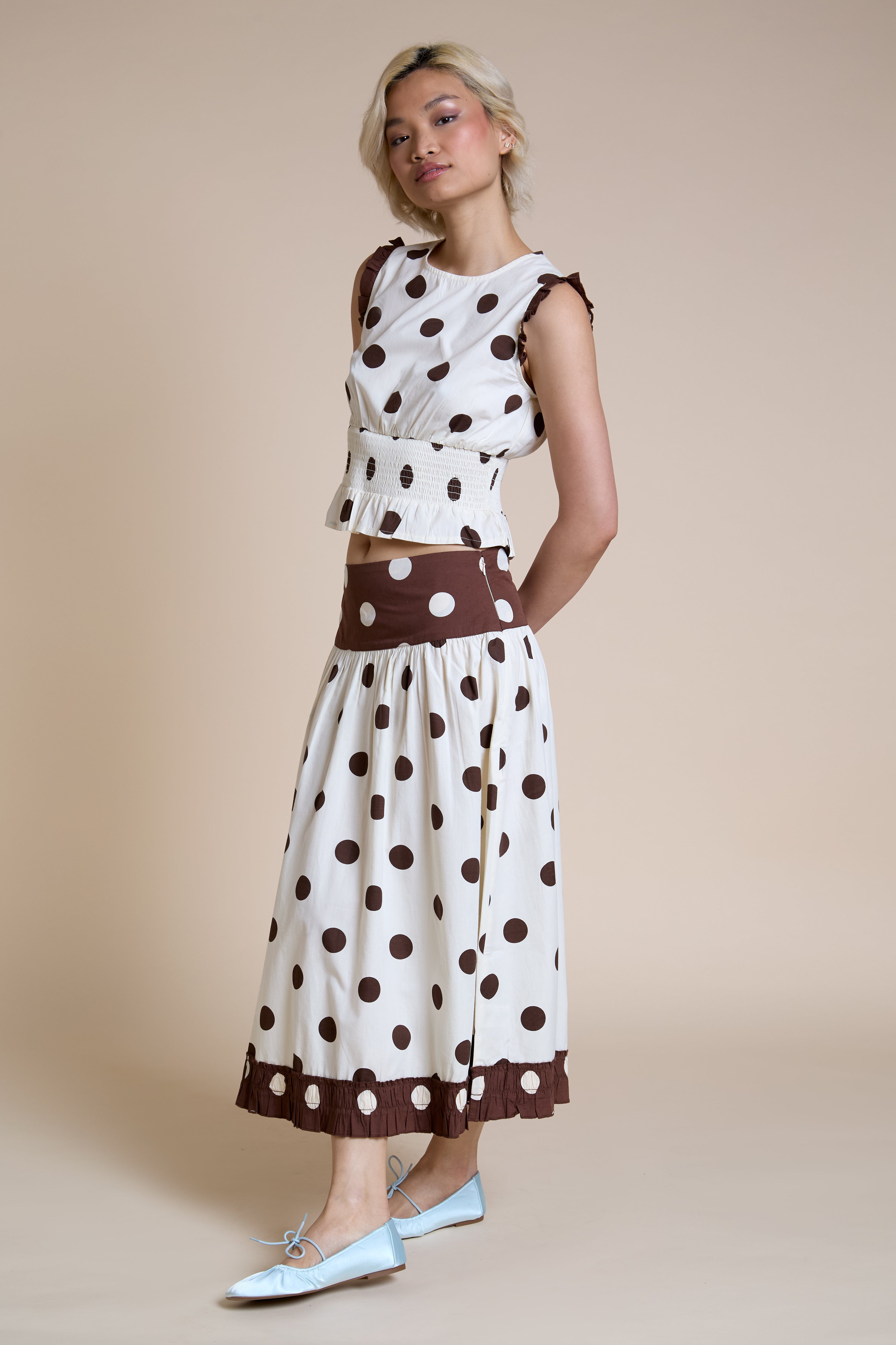 Eliza Polka Dot Midi skirt