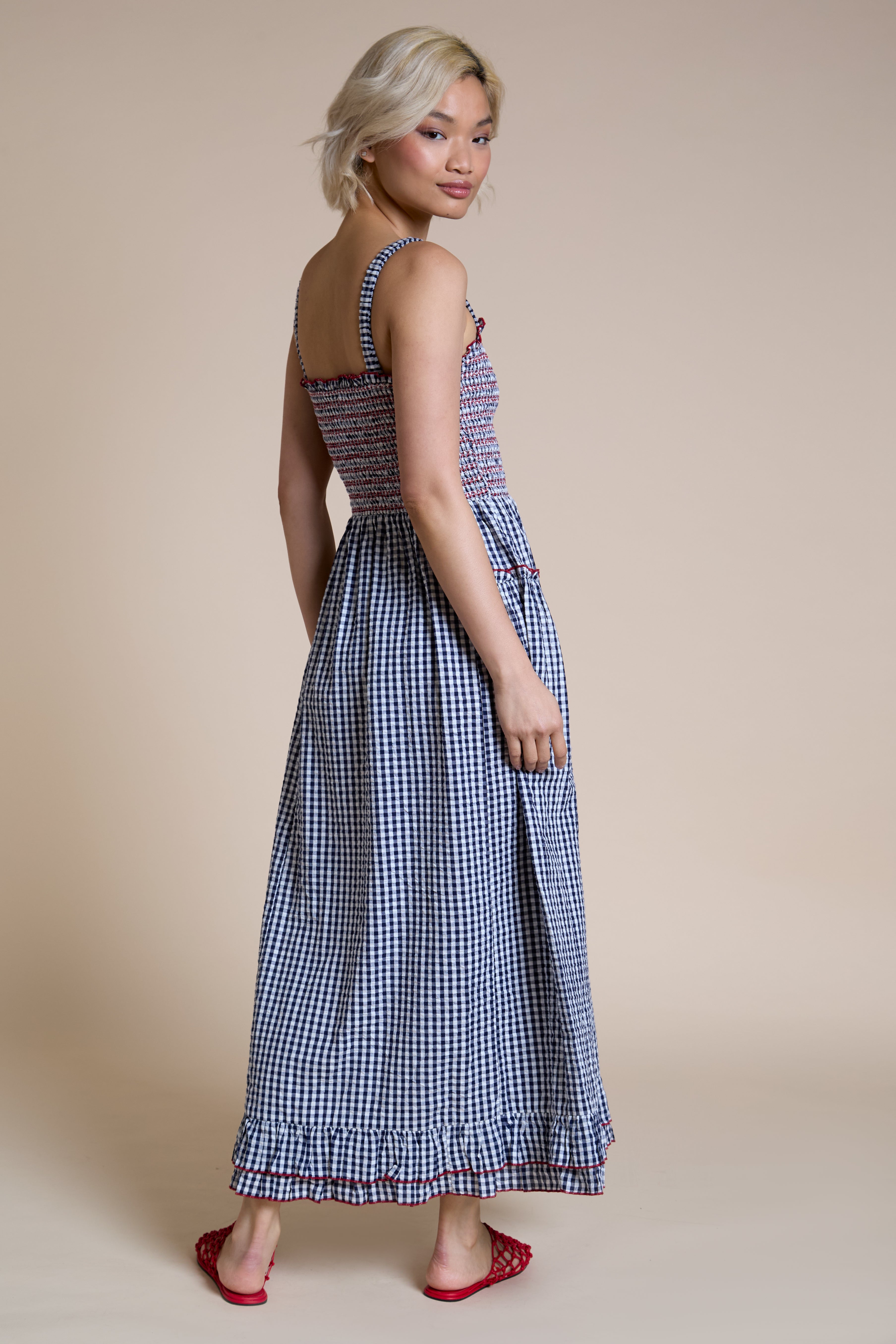 Lilah Check Midaxi Dress