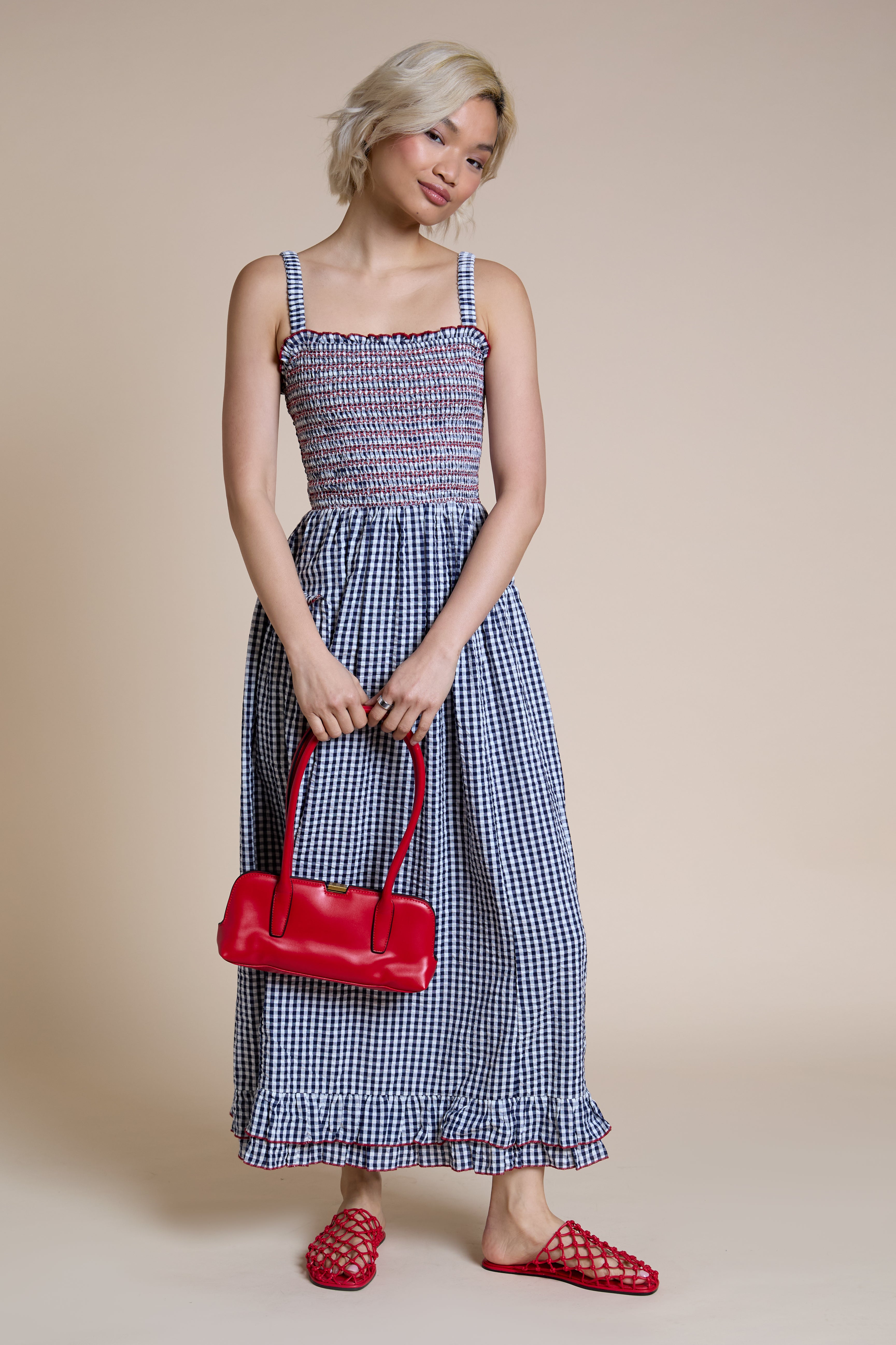 Lilah Check Midaxi Dress