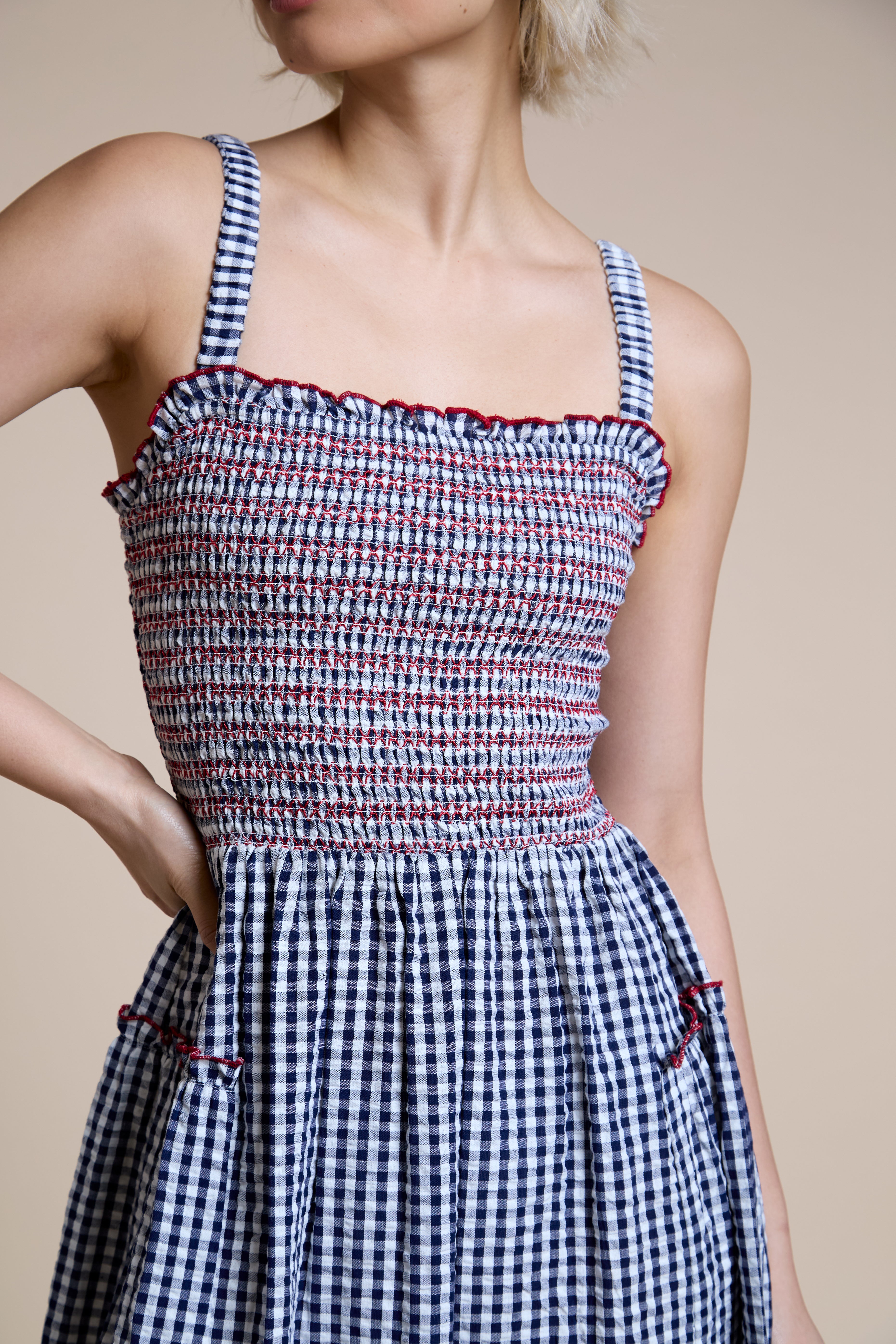 Lilah Check Midaxi Dress