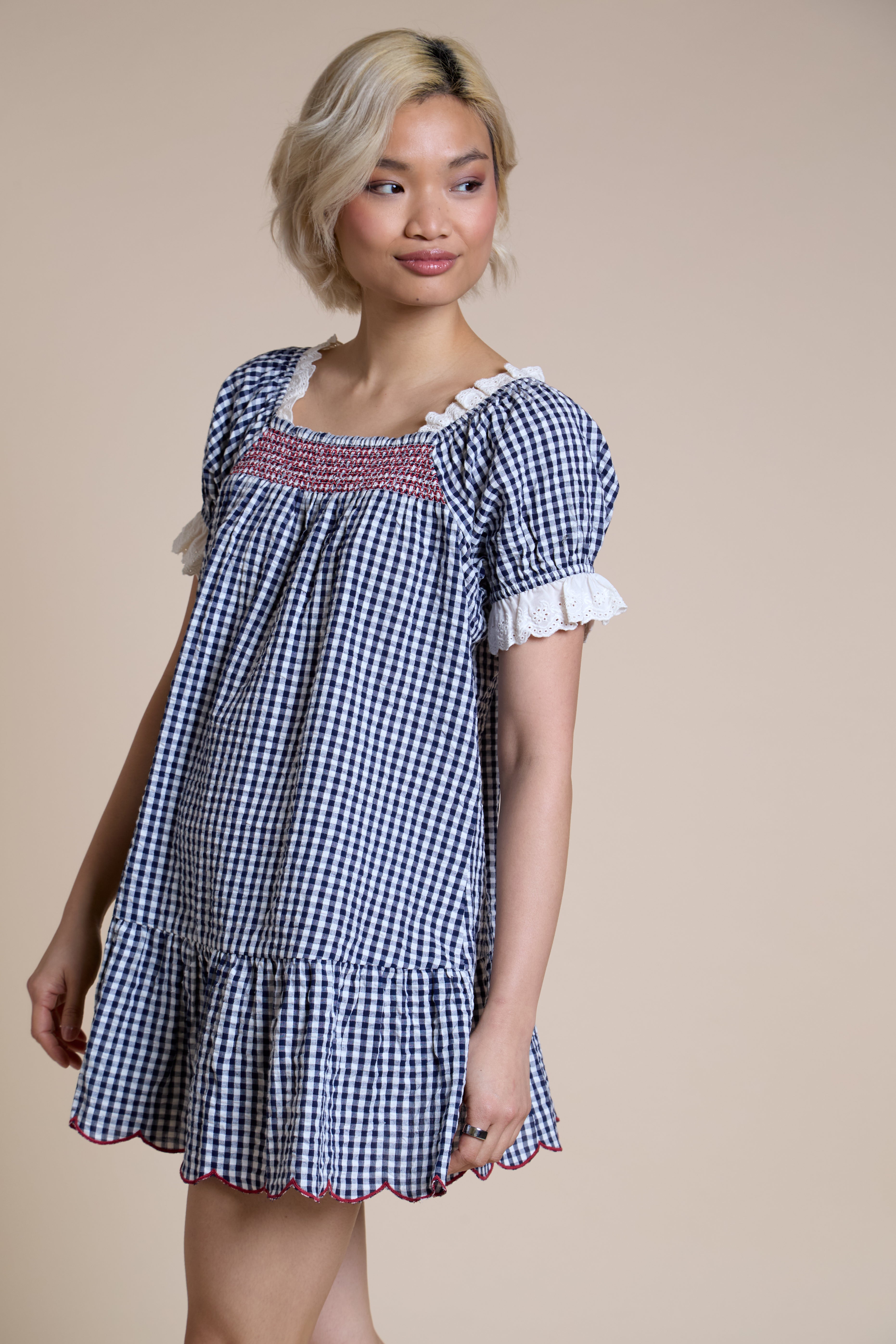 Lilah Check Babydoll Dress