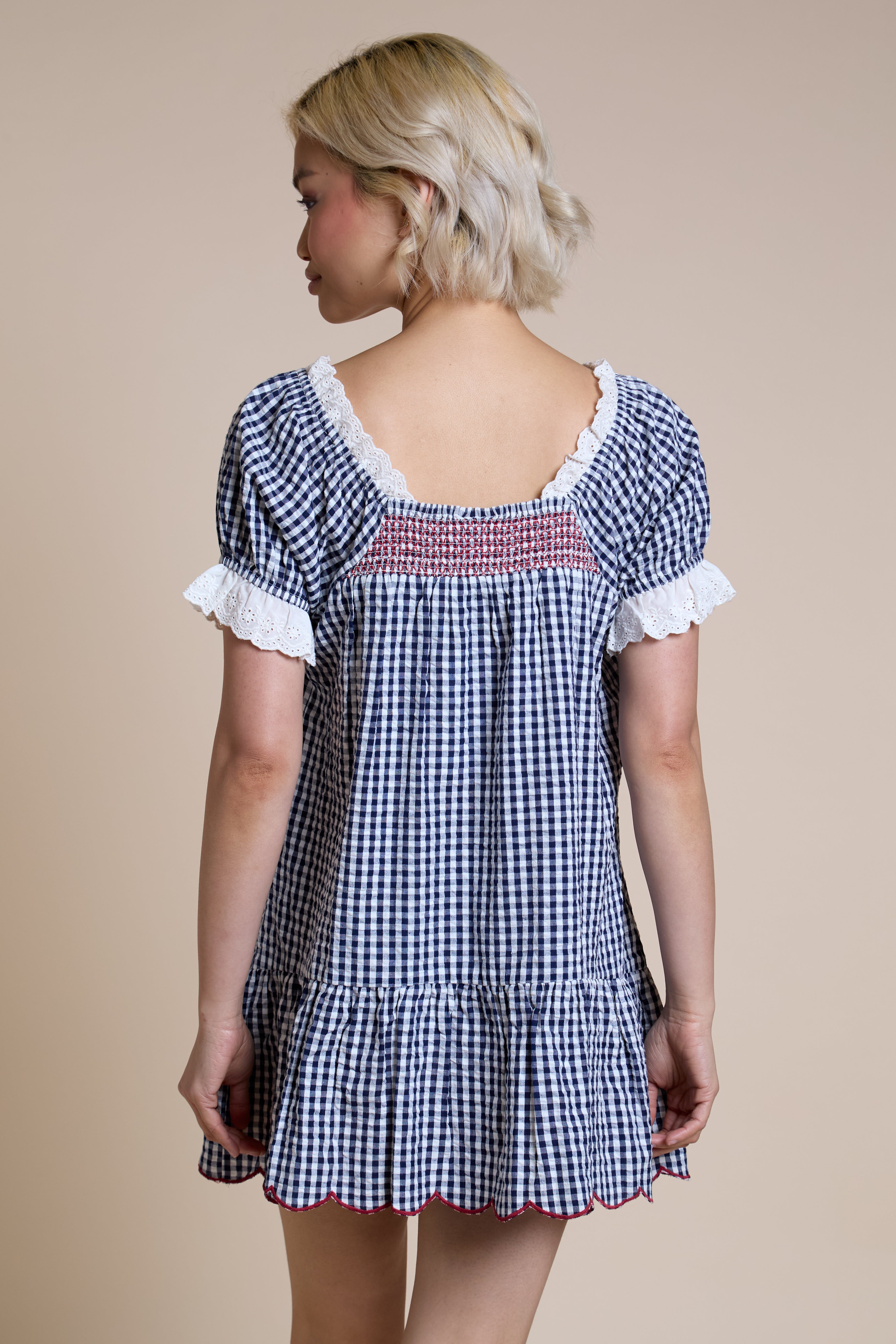 Lilah Check Babydoll Dress
