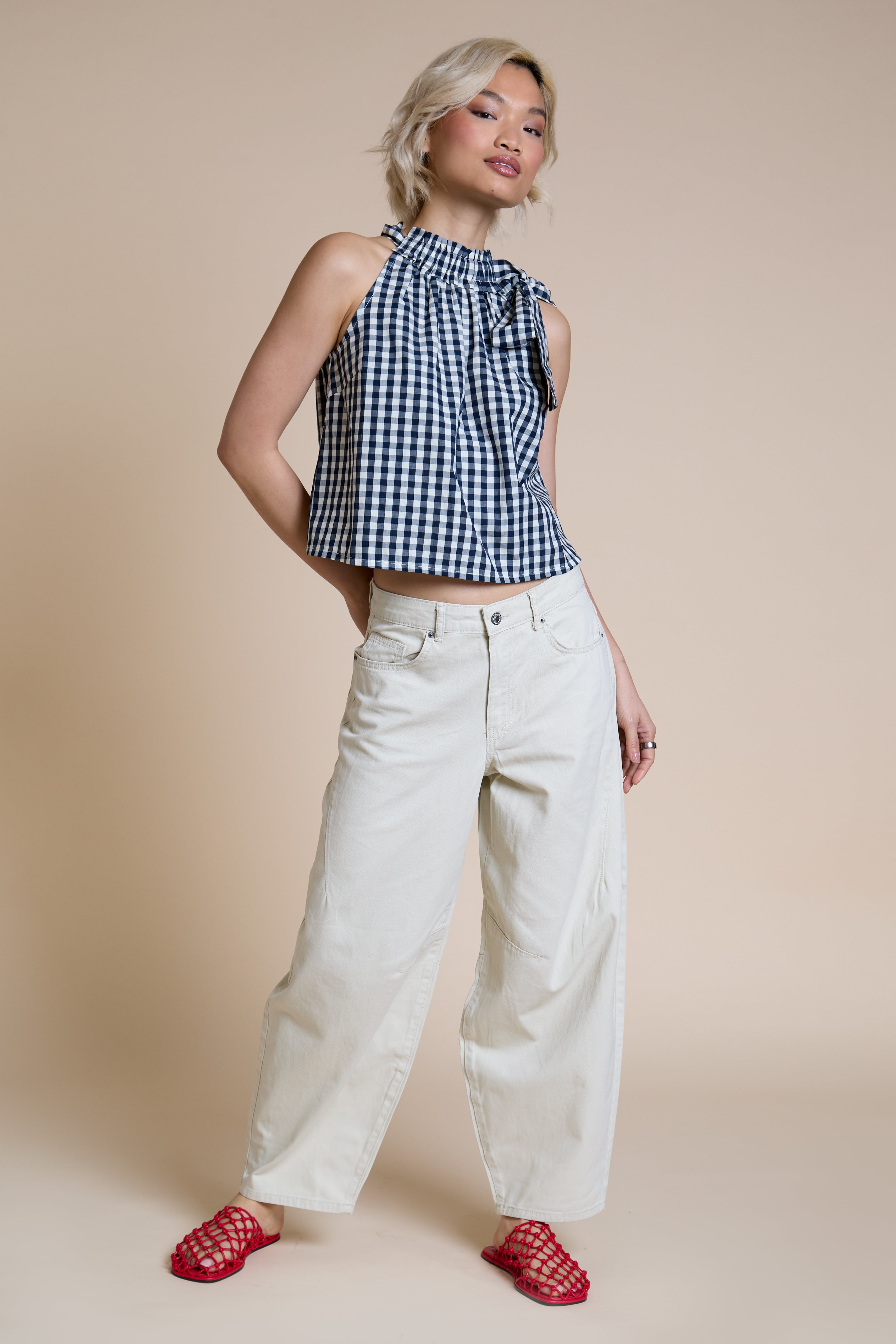 Indigo Bow Detail Top