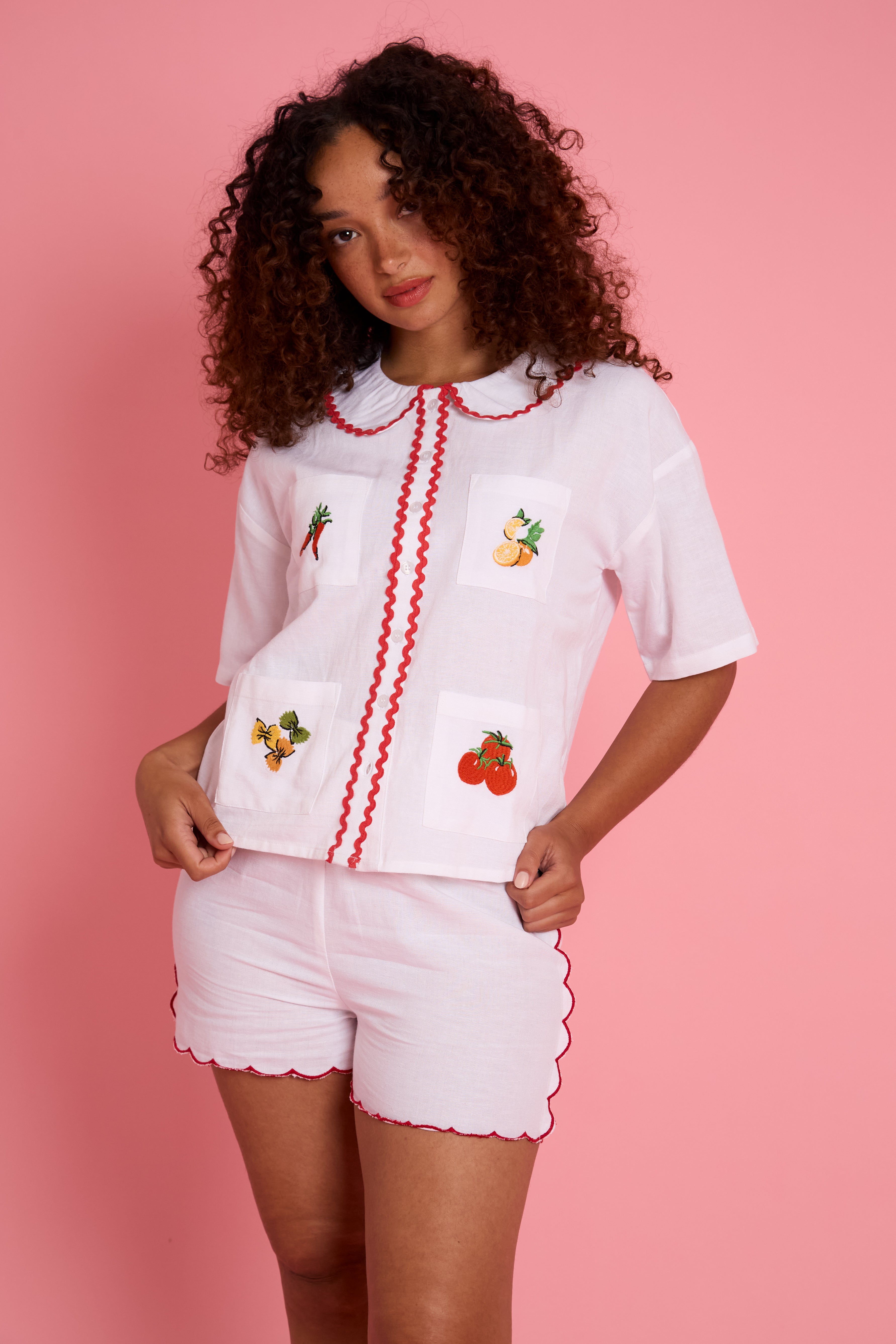 Cleo Embroidered Linen Shorts