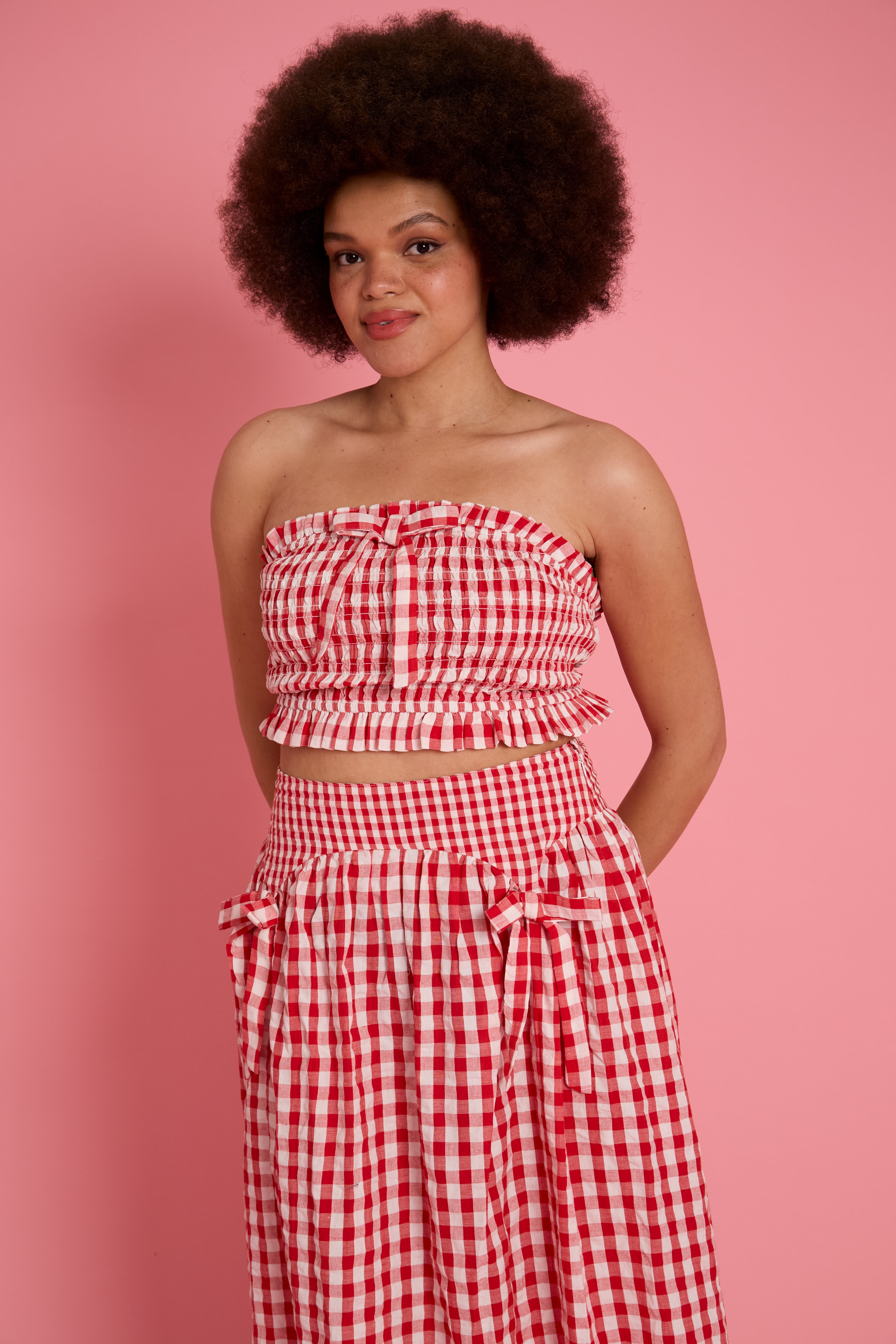 Sydney Gingham Bandeau Top - Curve