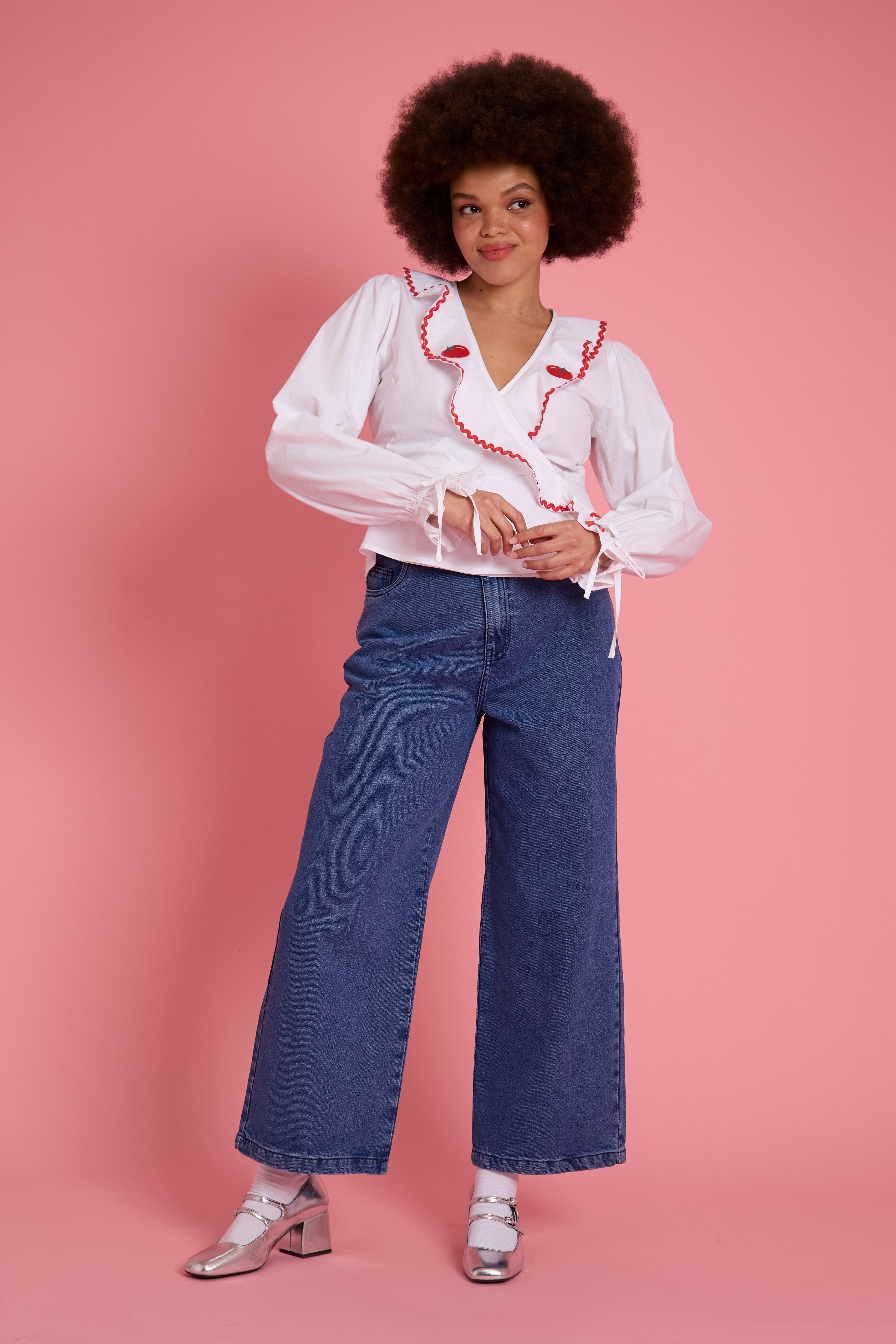 Charley Tomato Embroidery Blouse - Curve