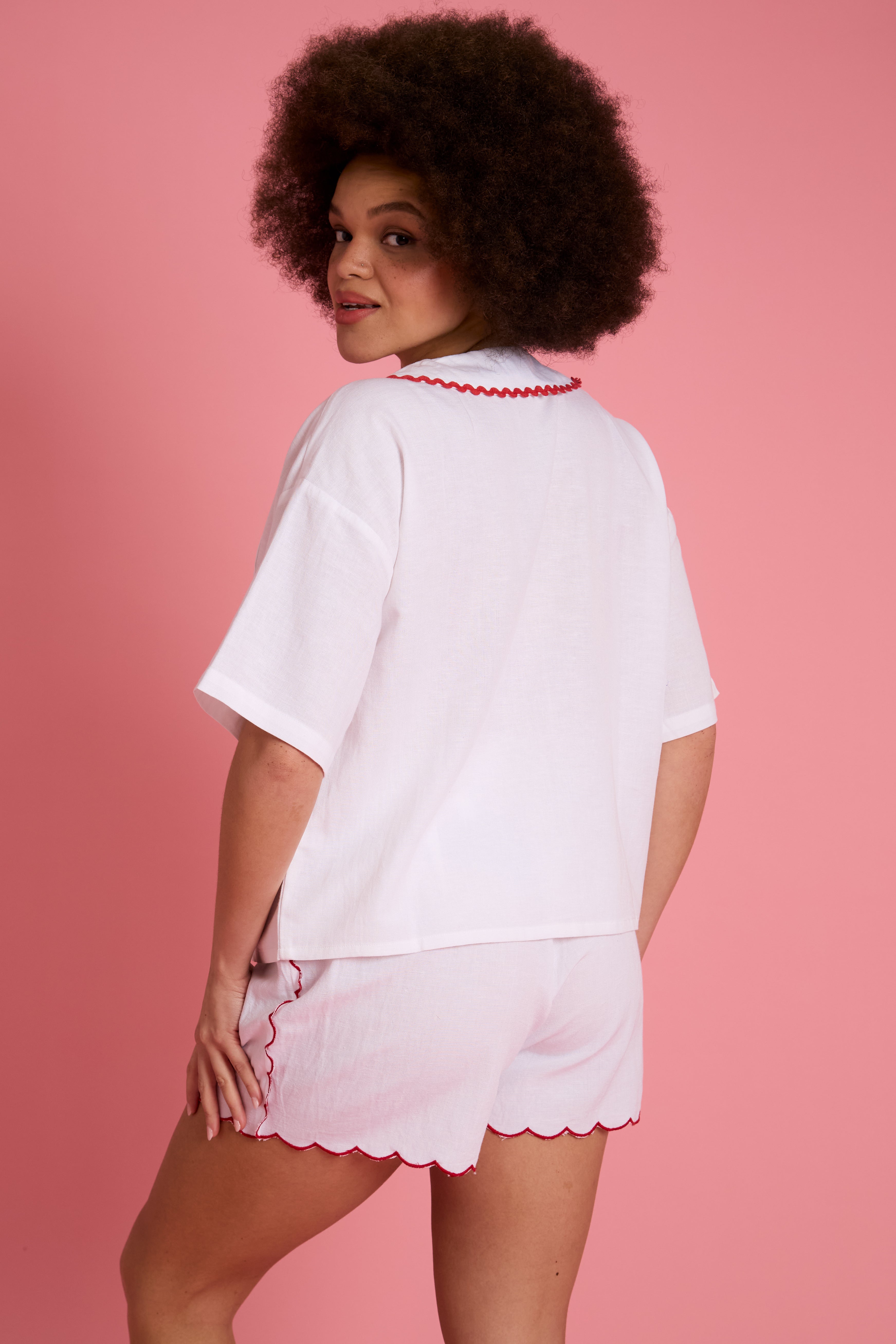 Cleo Embroidered Linen Blouse - Curve
