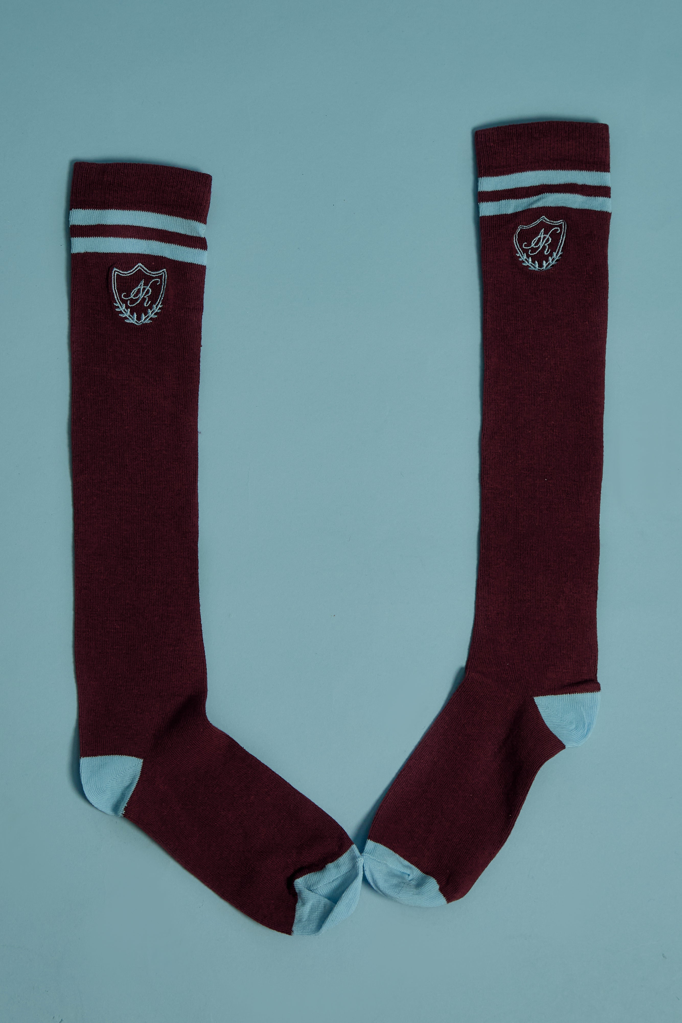 BURGUNDY & LIGHT BLUE SOCKS