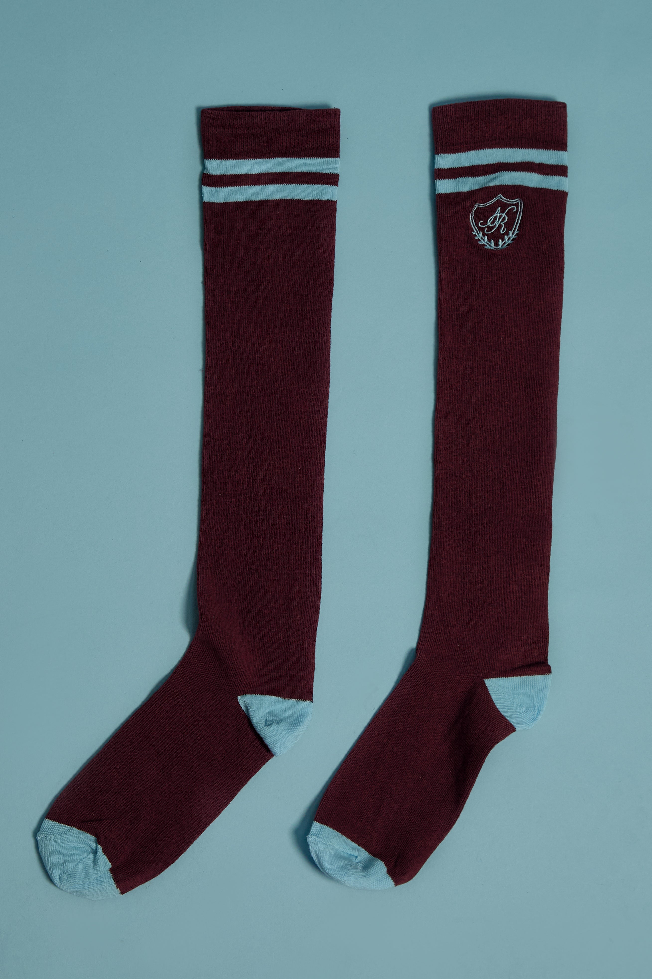 BURGUNDY & LIGHT BLUE SOCKS