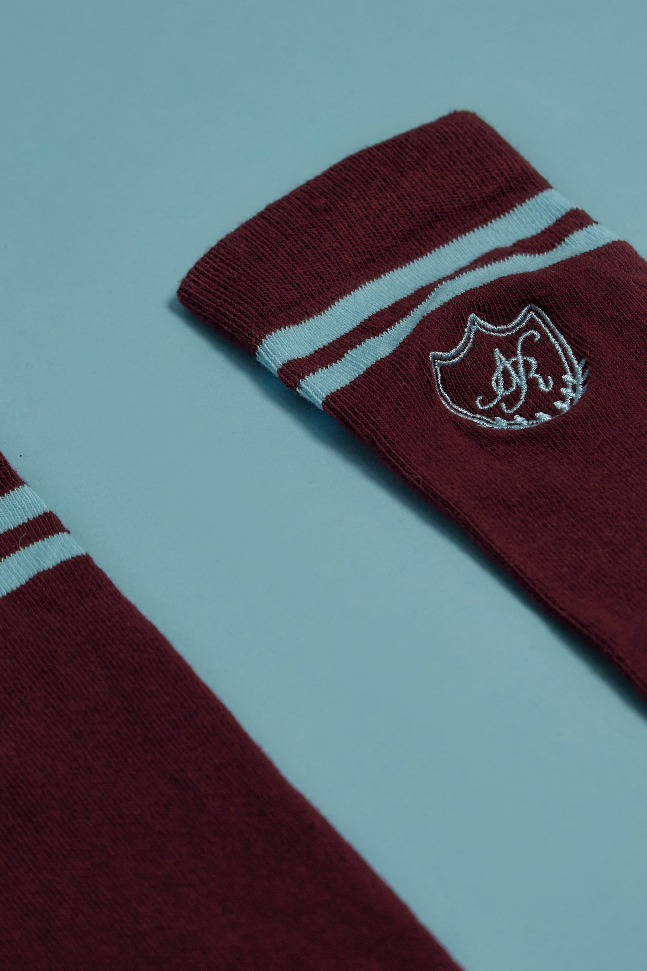 BURGUNDY & LIGHT BLUE SOCKS