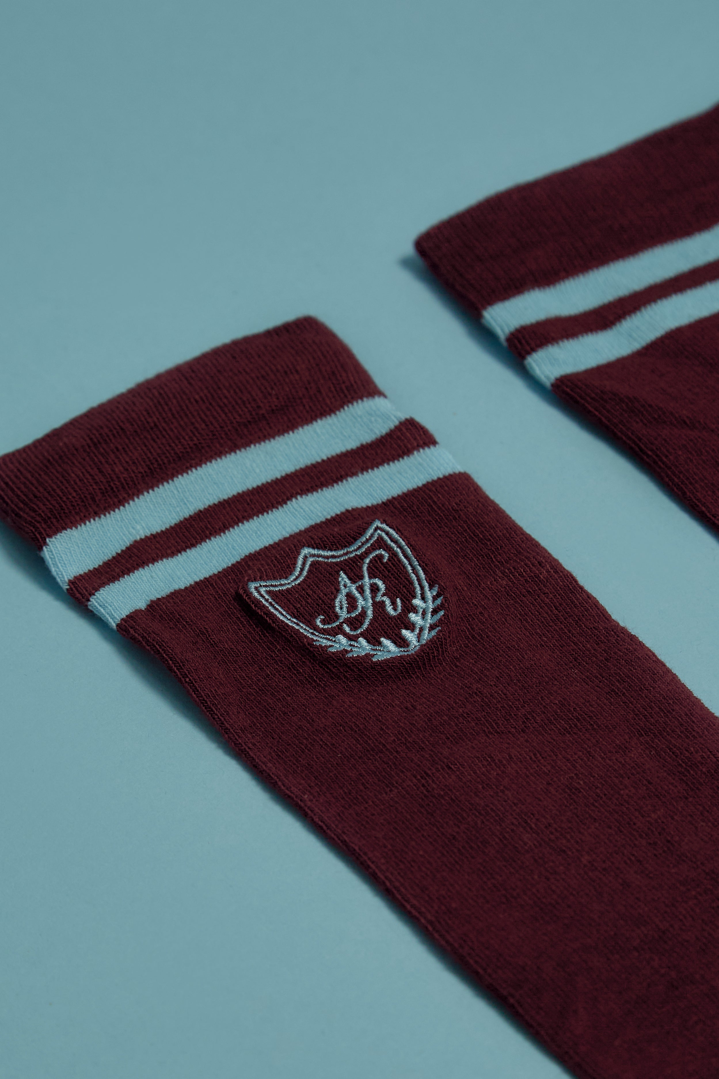 BURGUNDY & LIGHT BLUE SOCKS