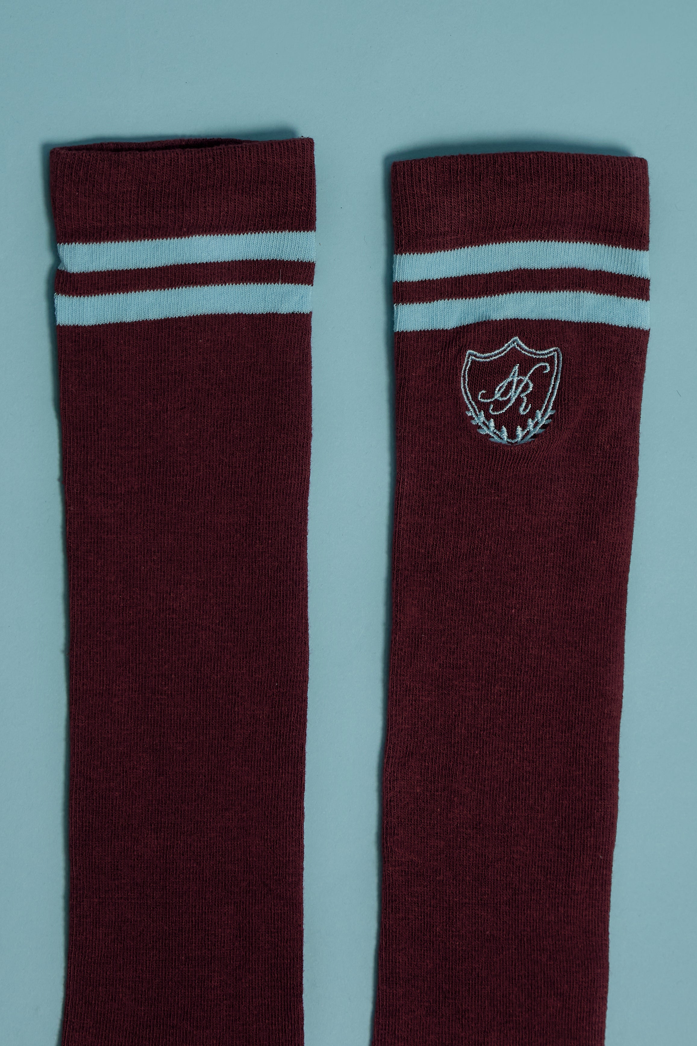 BURGUNDY & LIGHT BLUE SOCKS