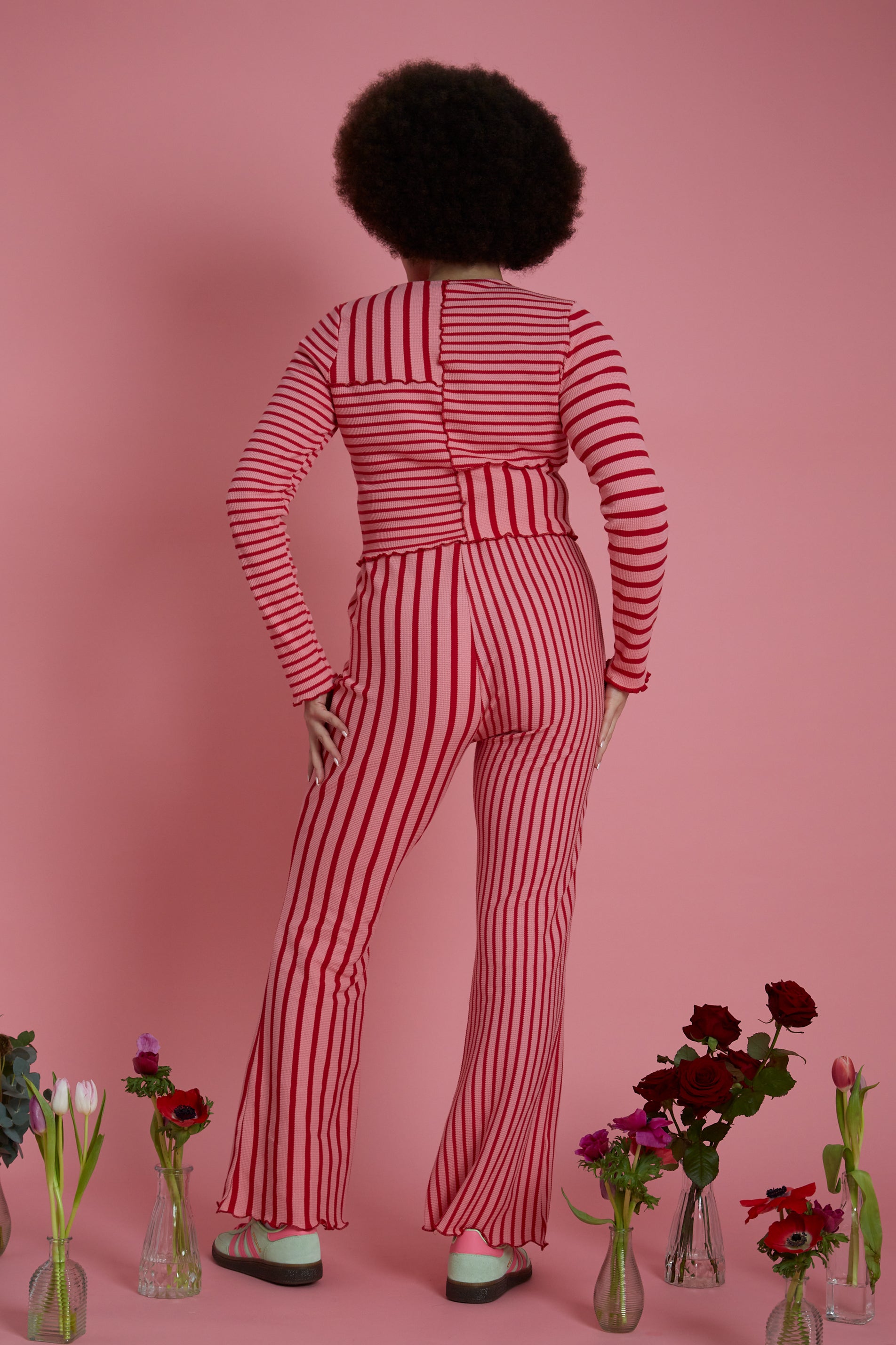 Hallie Stripe Jersey Flares - Curve