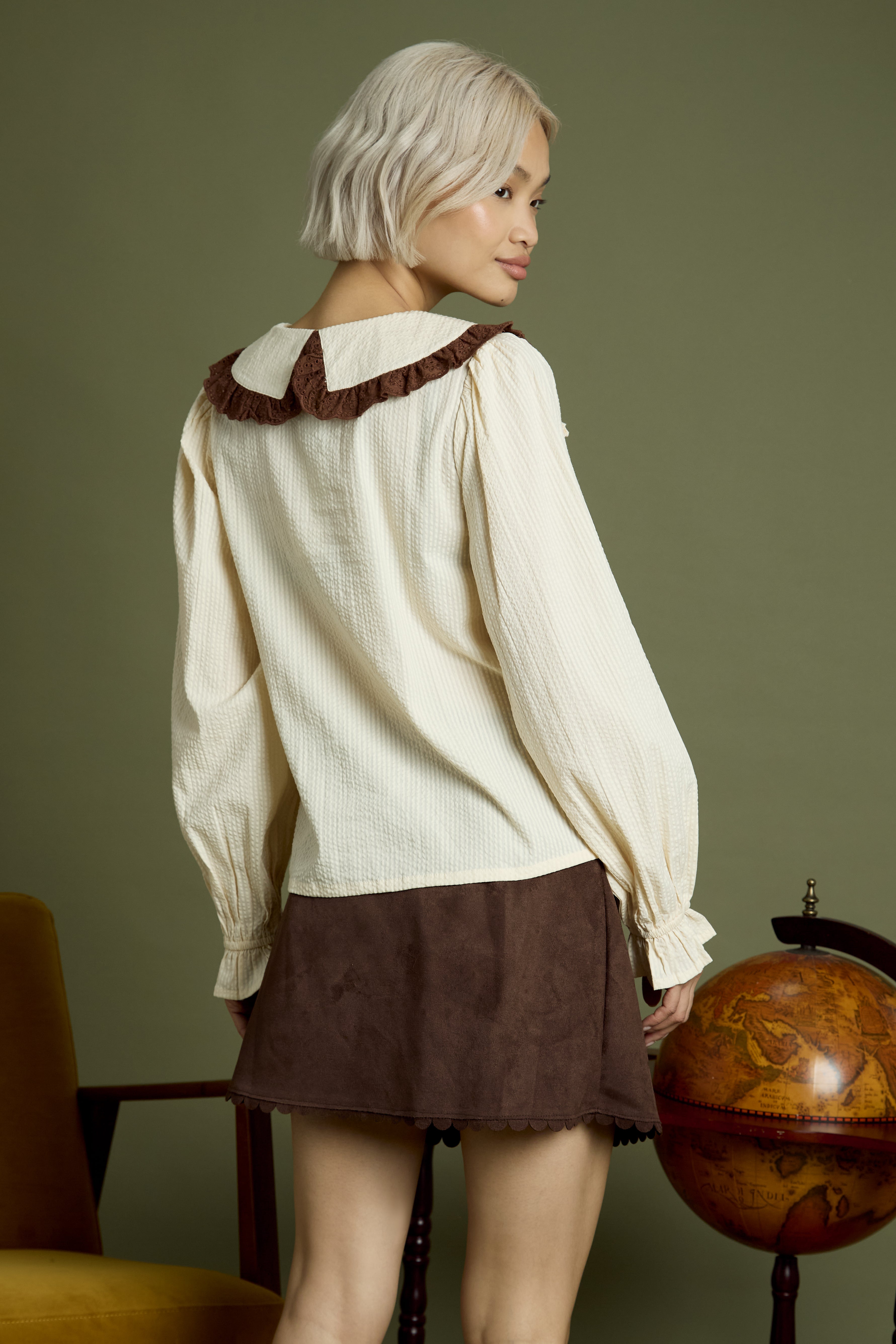 Celine Contrast Bow Linen Blouse