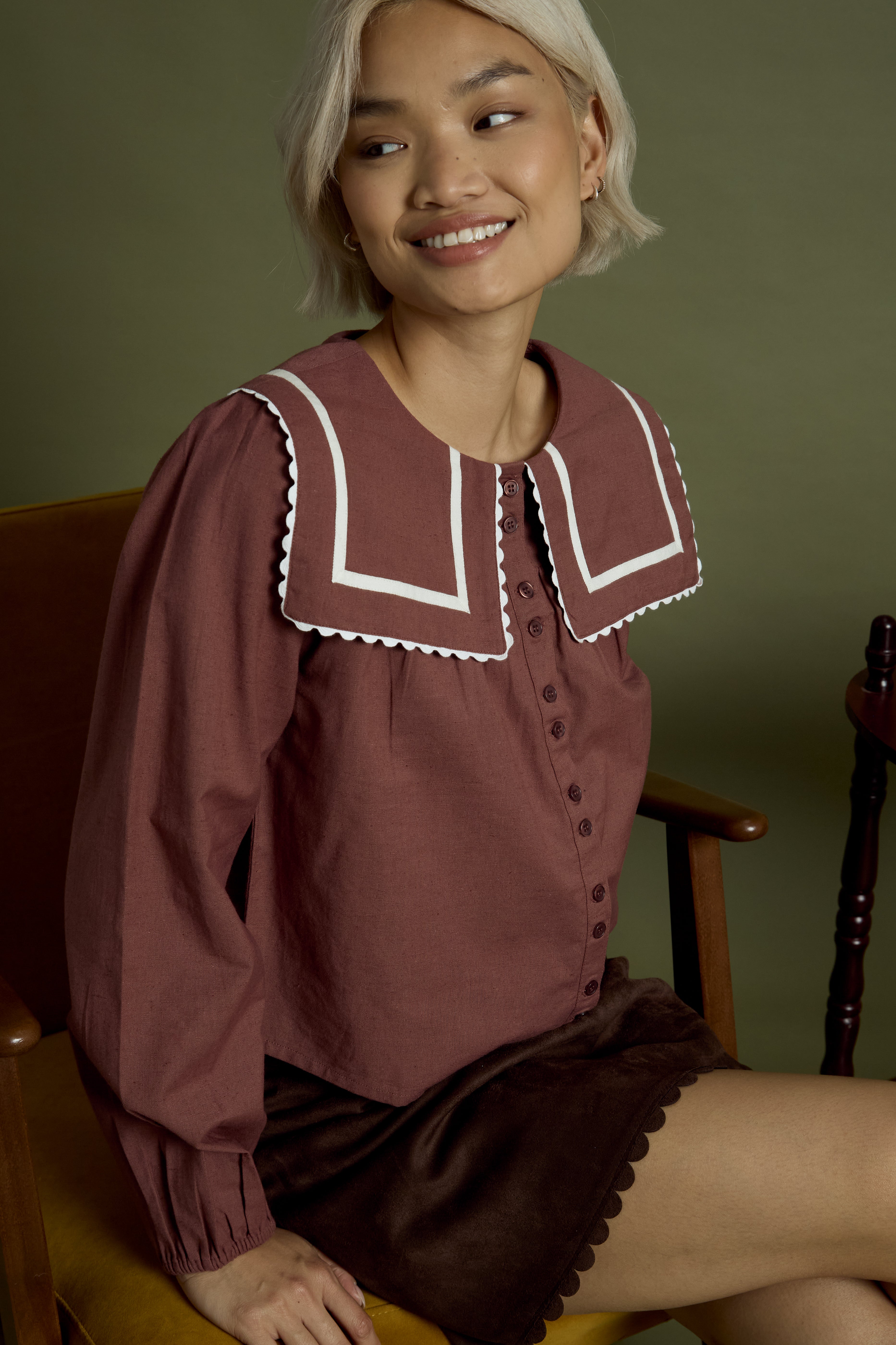 Noa Balloon Sleeve Smock Blouse