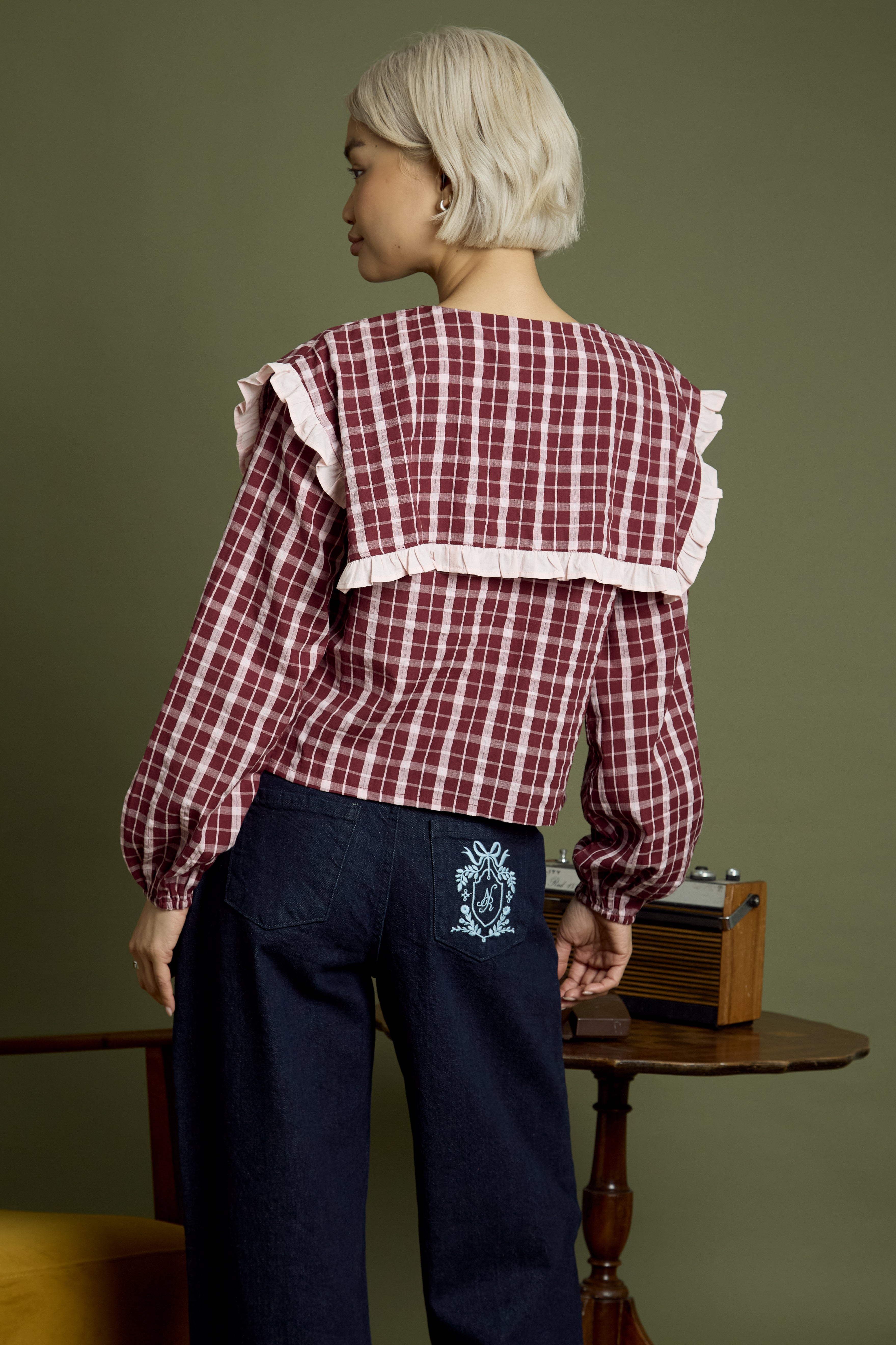 Mia Textured Check Print Blouse