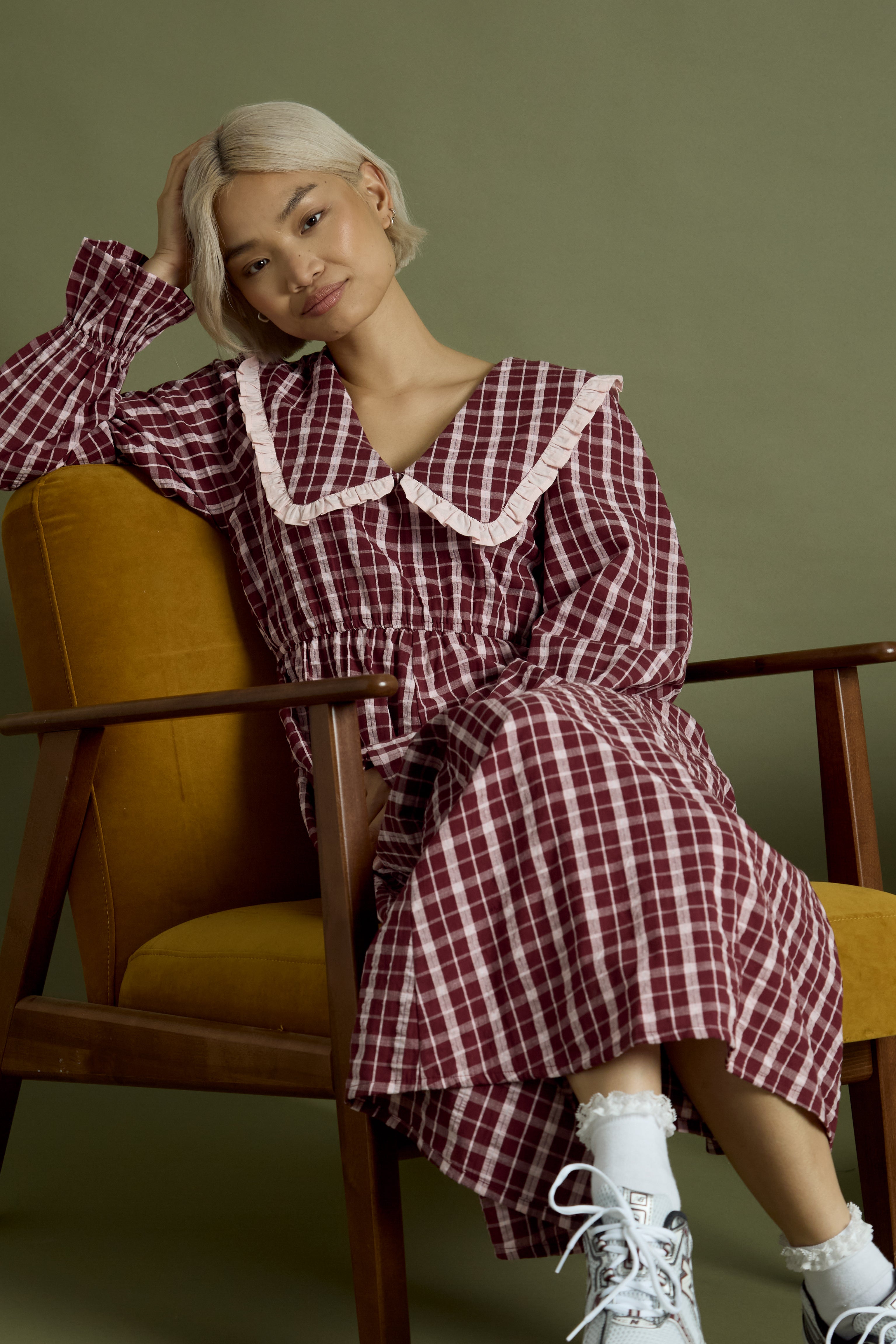 Mia Textured Check Midaxi Dress