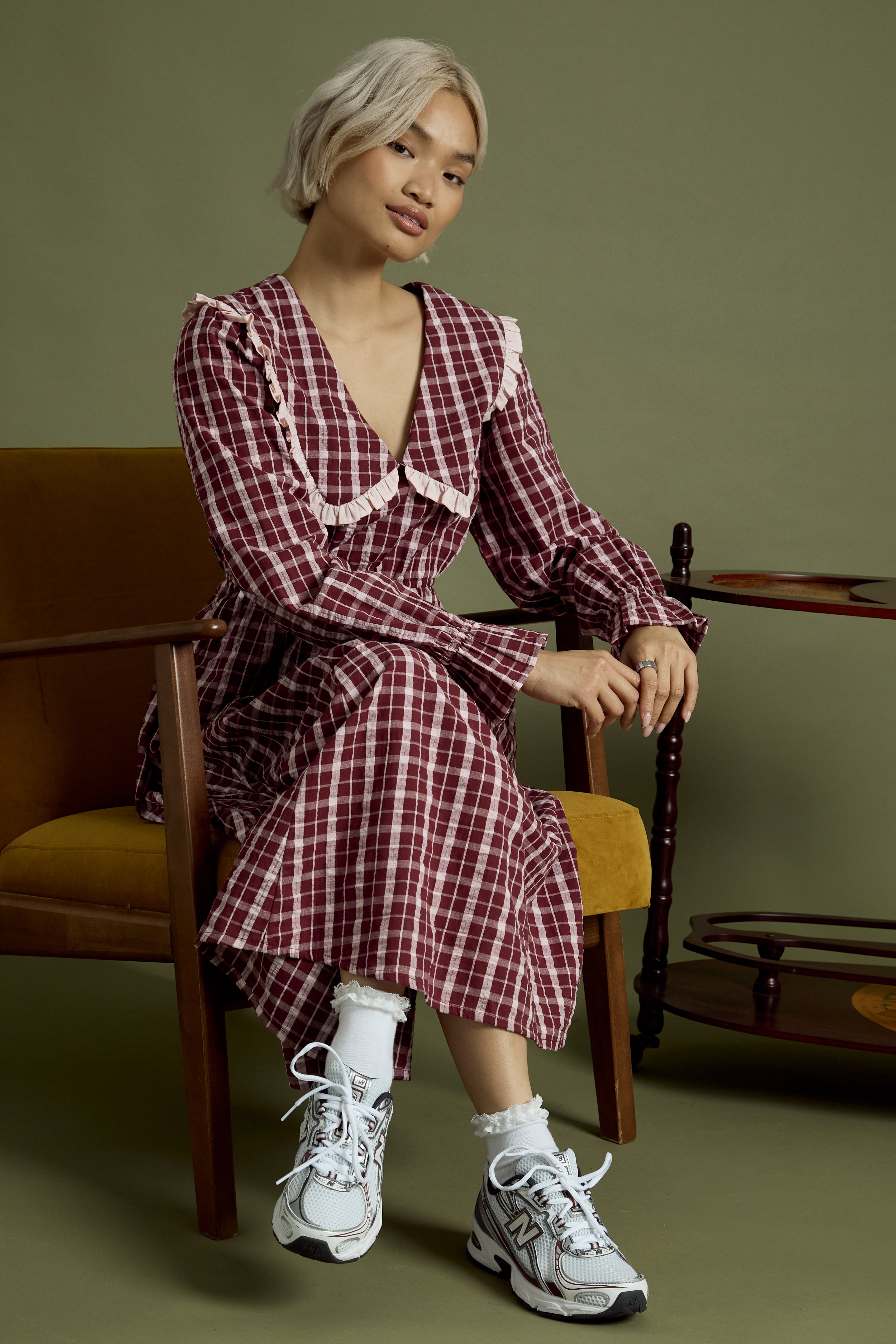 Mia Textured Check Midaxi Dress