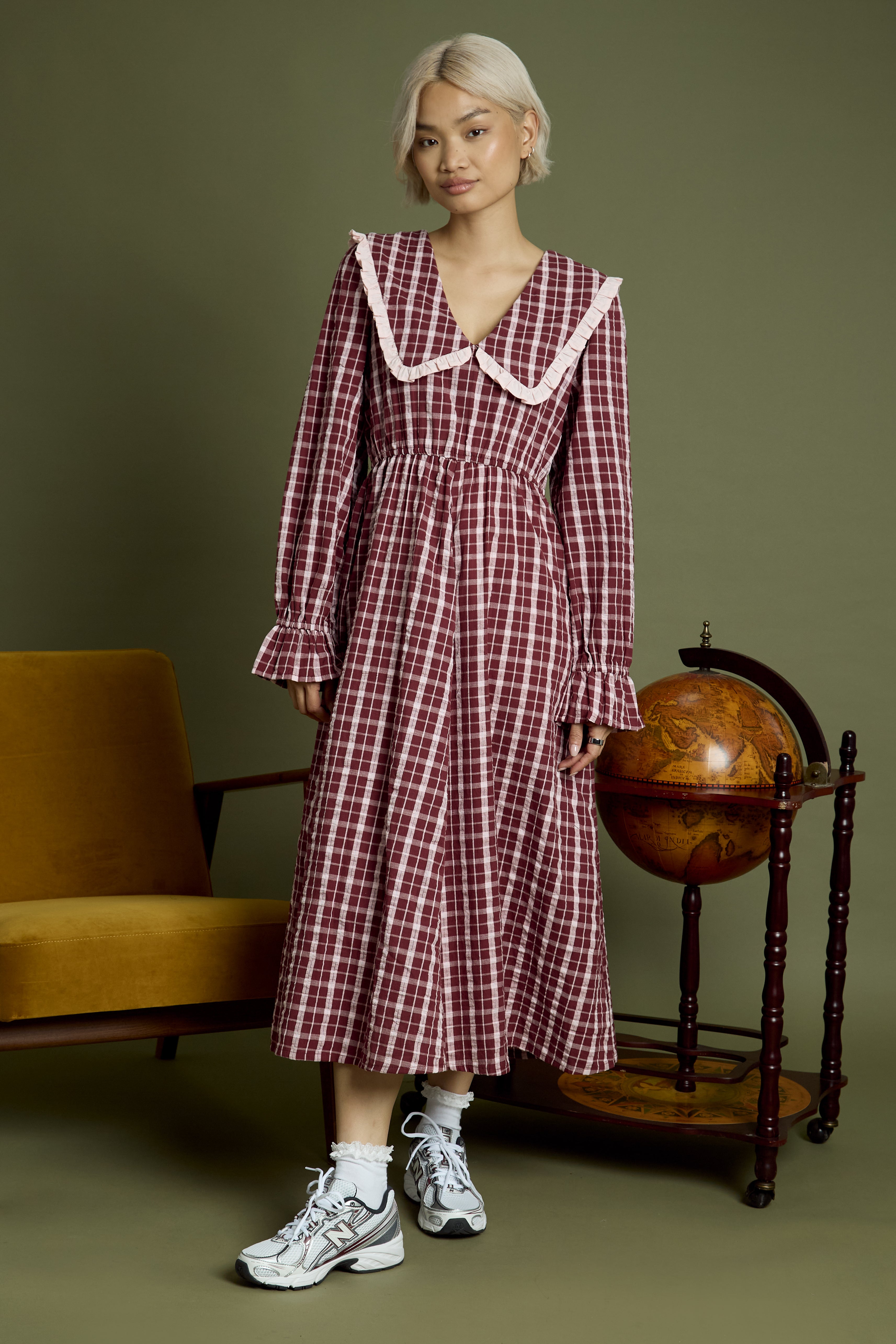 Mia Textured Check Midaxi Dress
