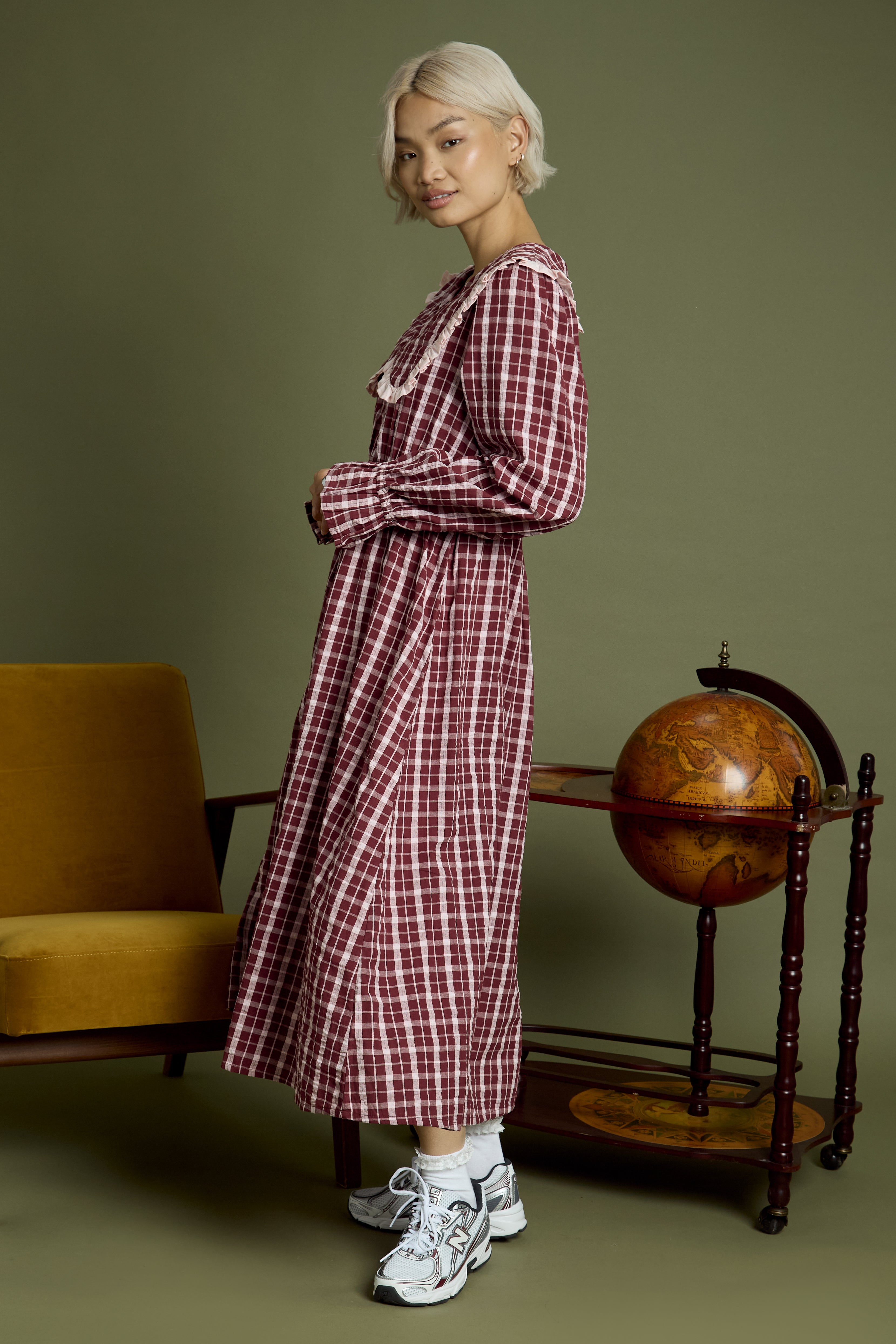 Mia Textured Check Midaxi Dress