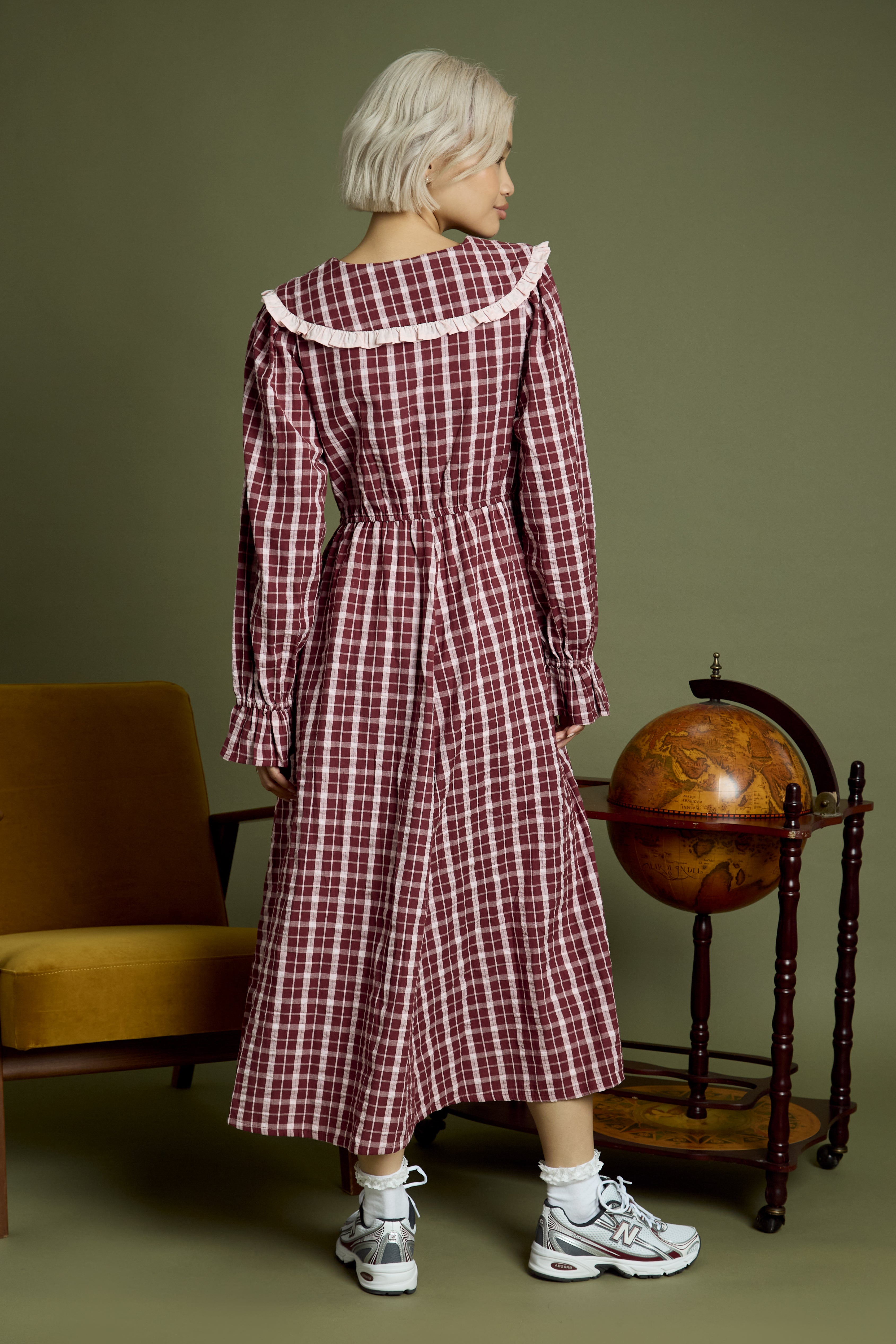 Mia Textured Check Midaxi Dress