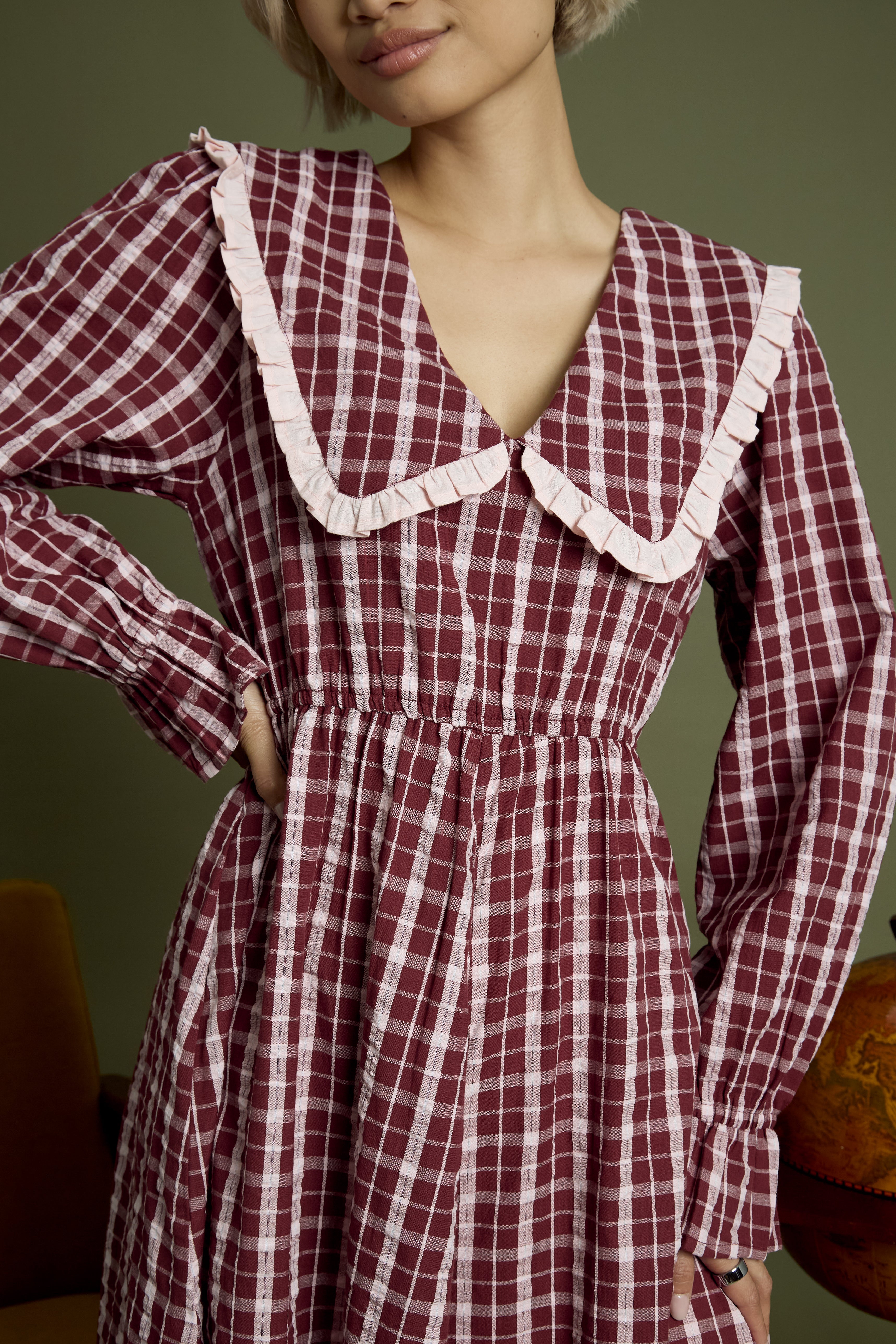 Mia Textured Check Midaxi Dress