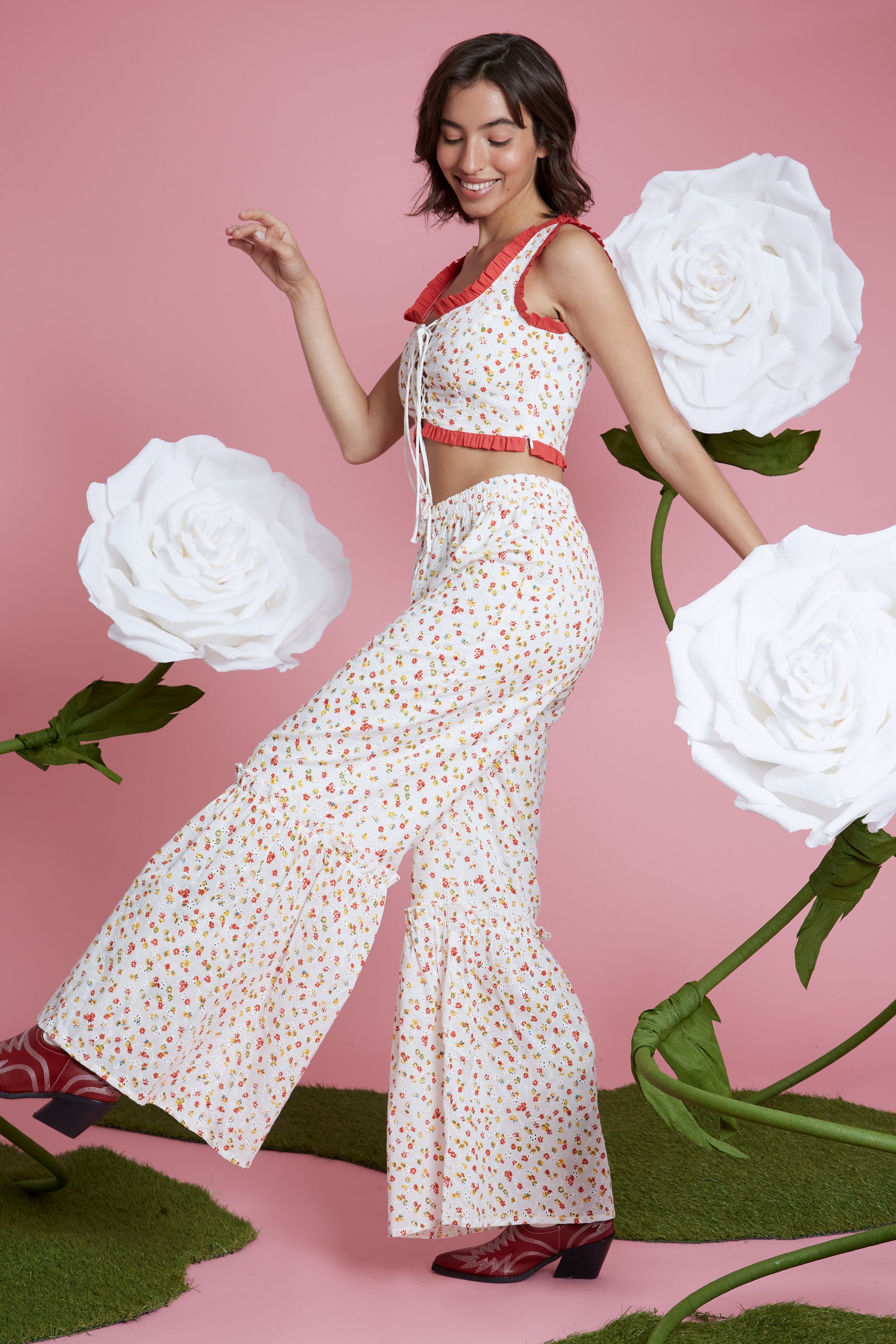 Blossom Broderie Trousers - White