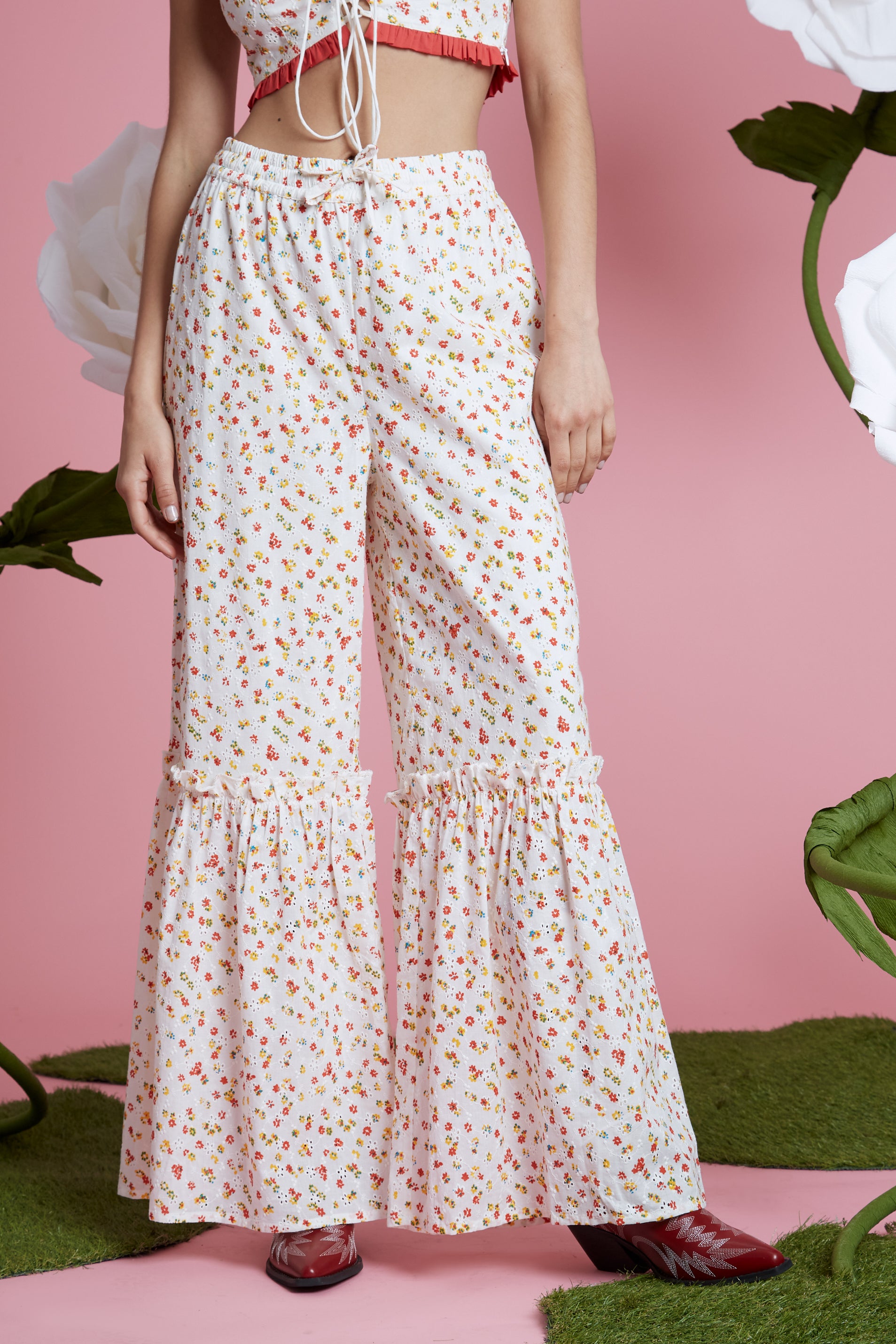 Blossom Broderie Trousers - White