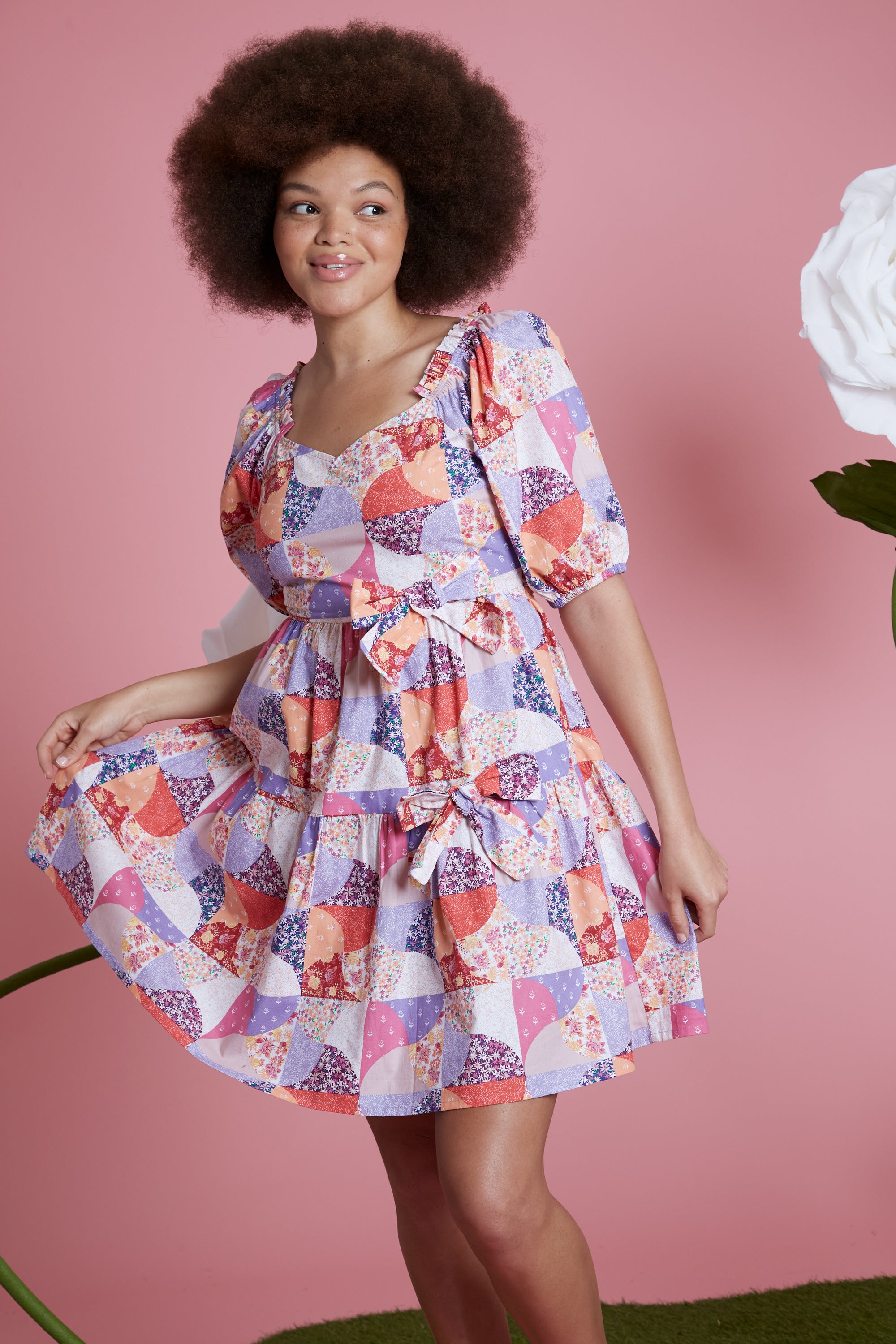 Florence Patchwork Print Dress - Curve