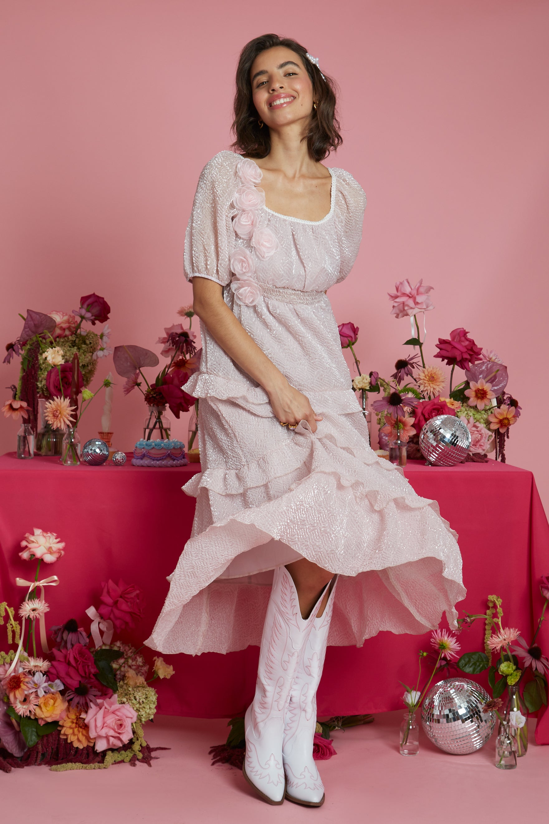 Candice Corsage Detail Tiered Midaxi Dress