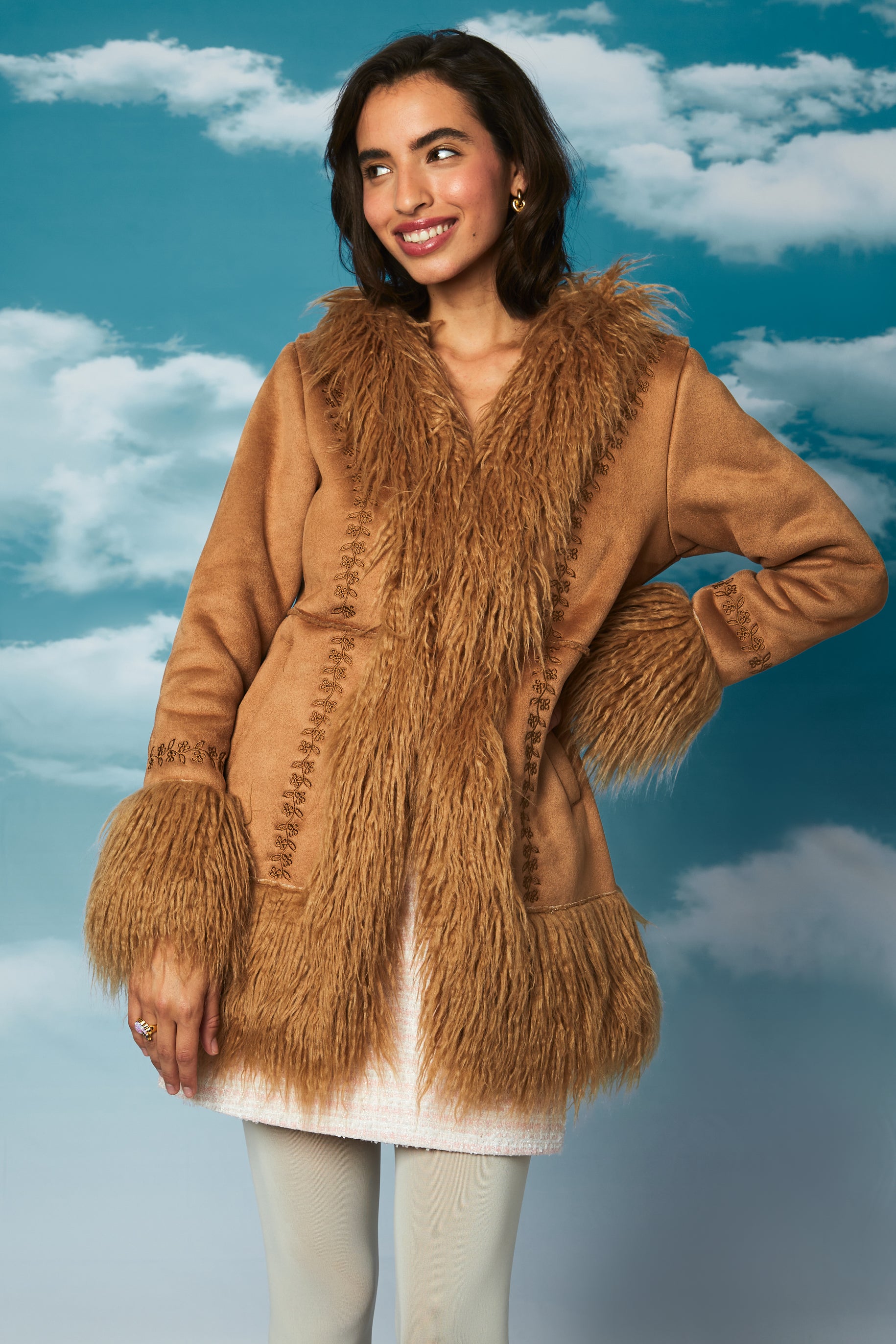 Dakota Afghan Coat - Brown