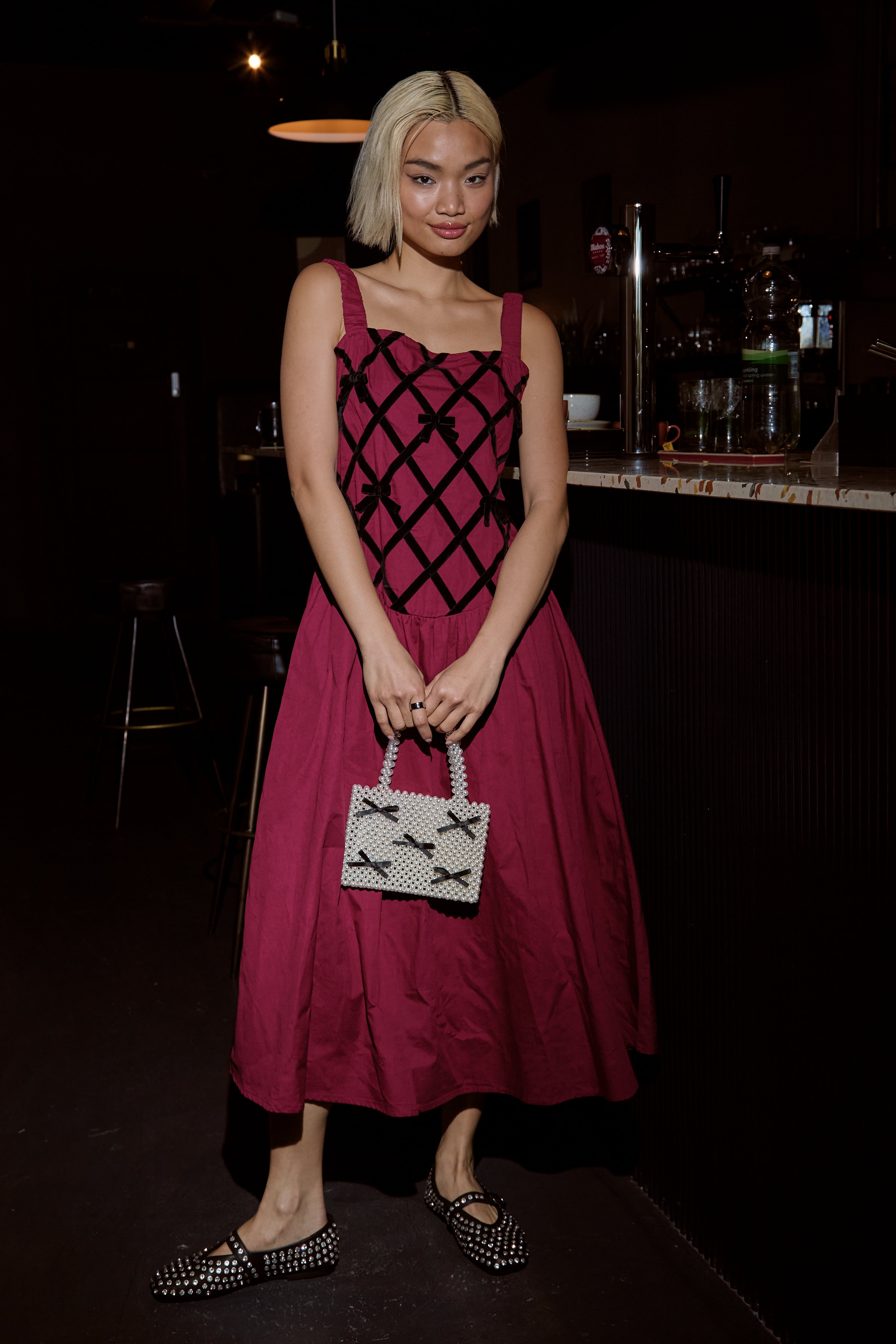 Isobella Velvet Bow Detail Dress