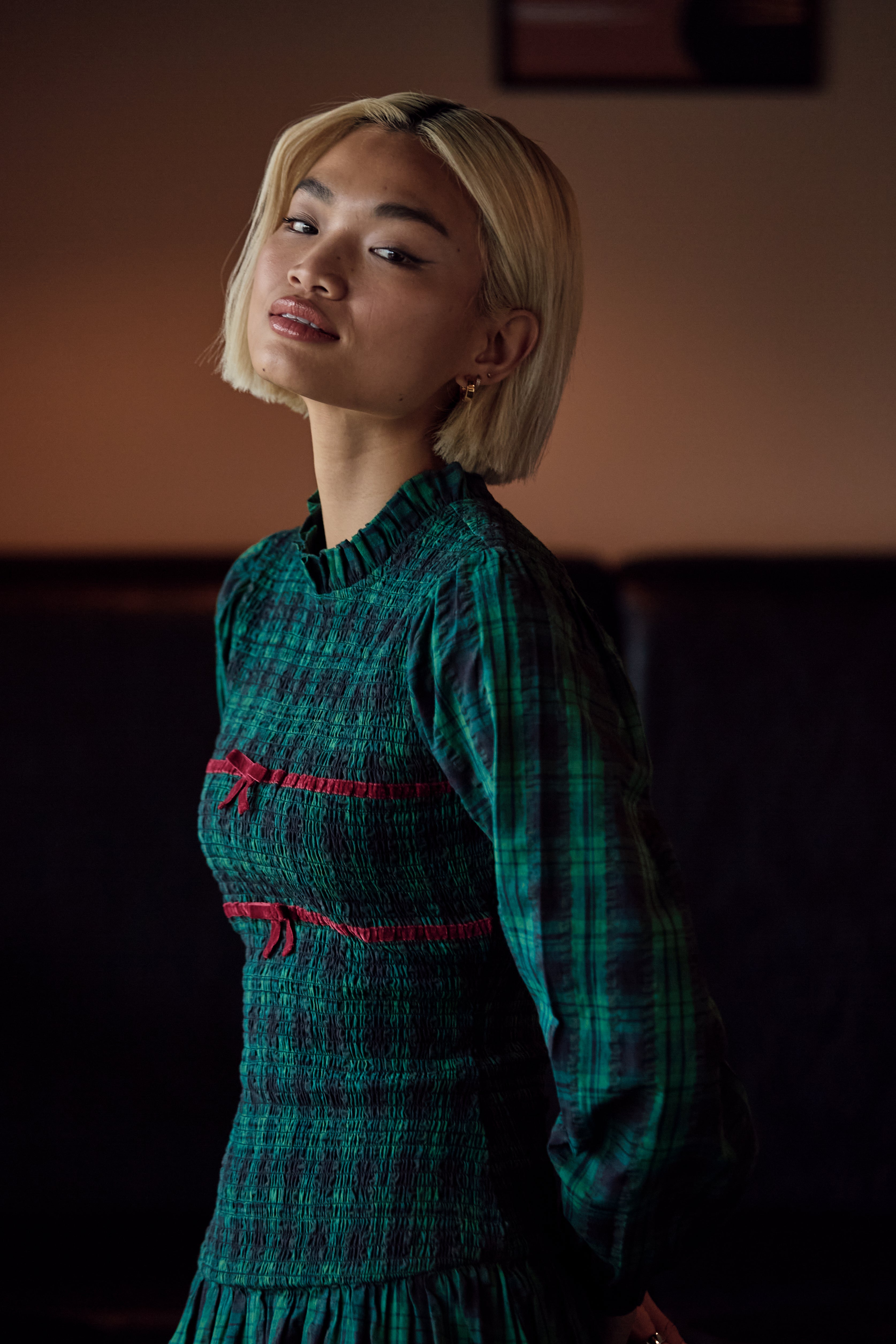 Hariette Tartan Shirred Dress