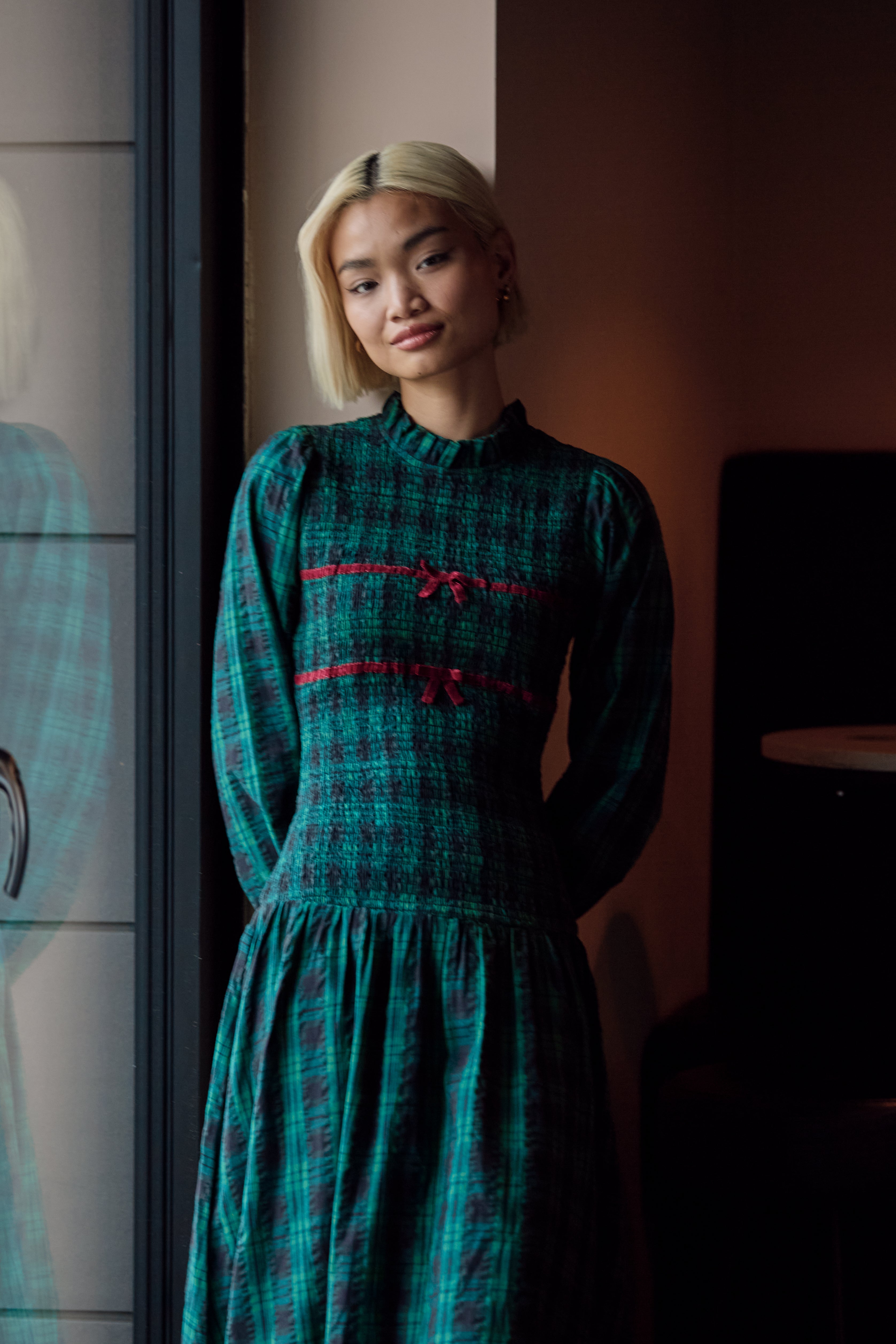 Hariette Tartan Shirred Dress