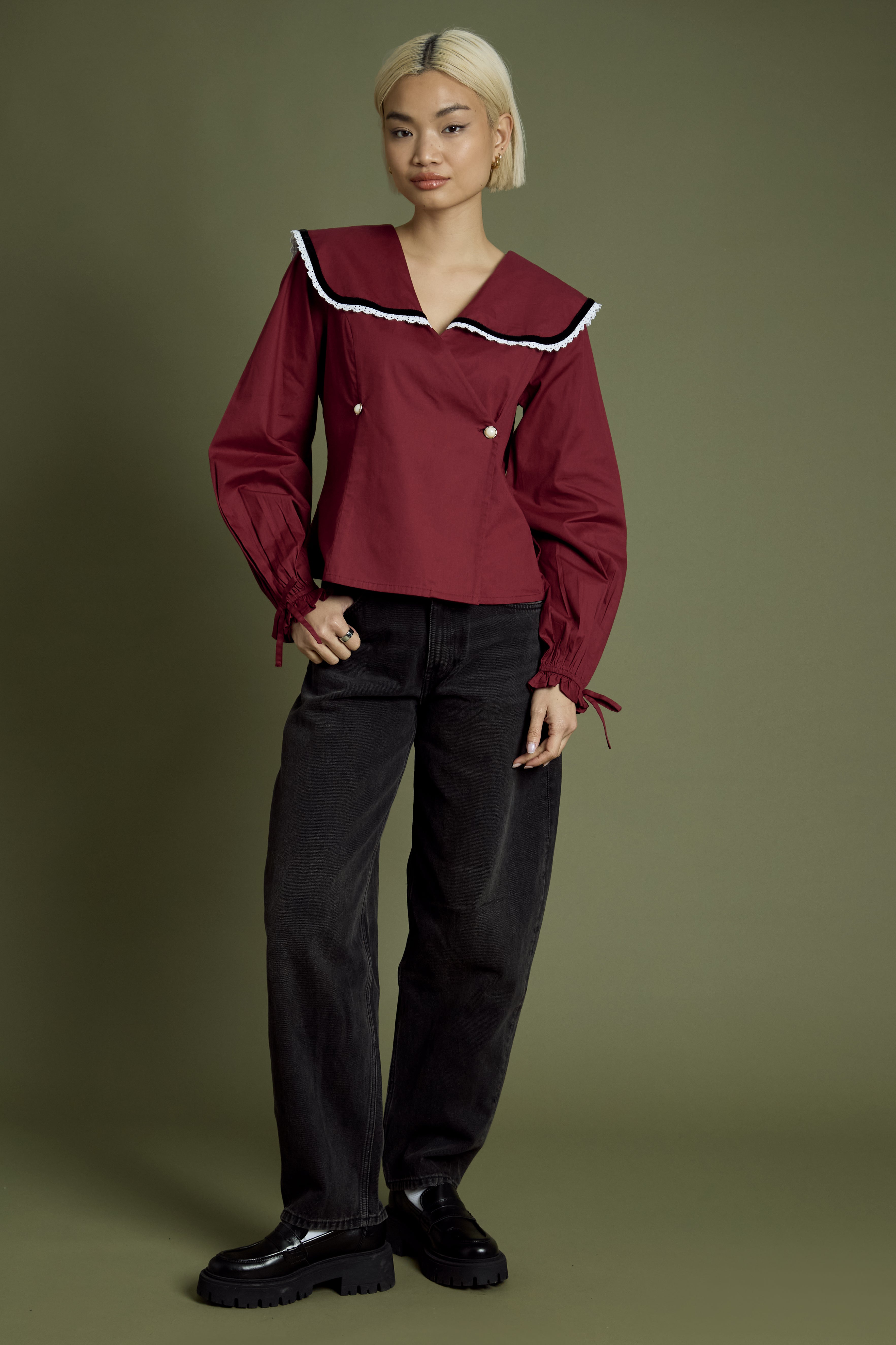 Rebecca Velvet Trim Blouse