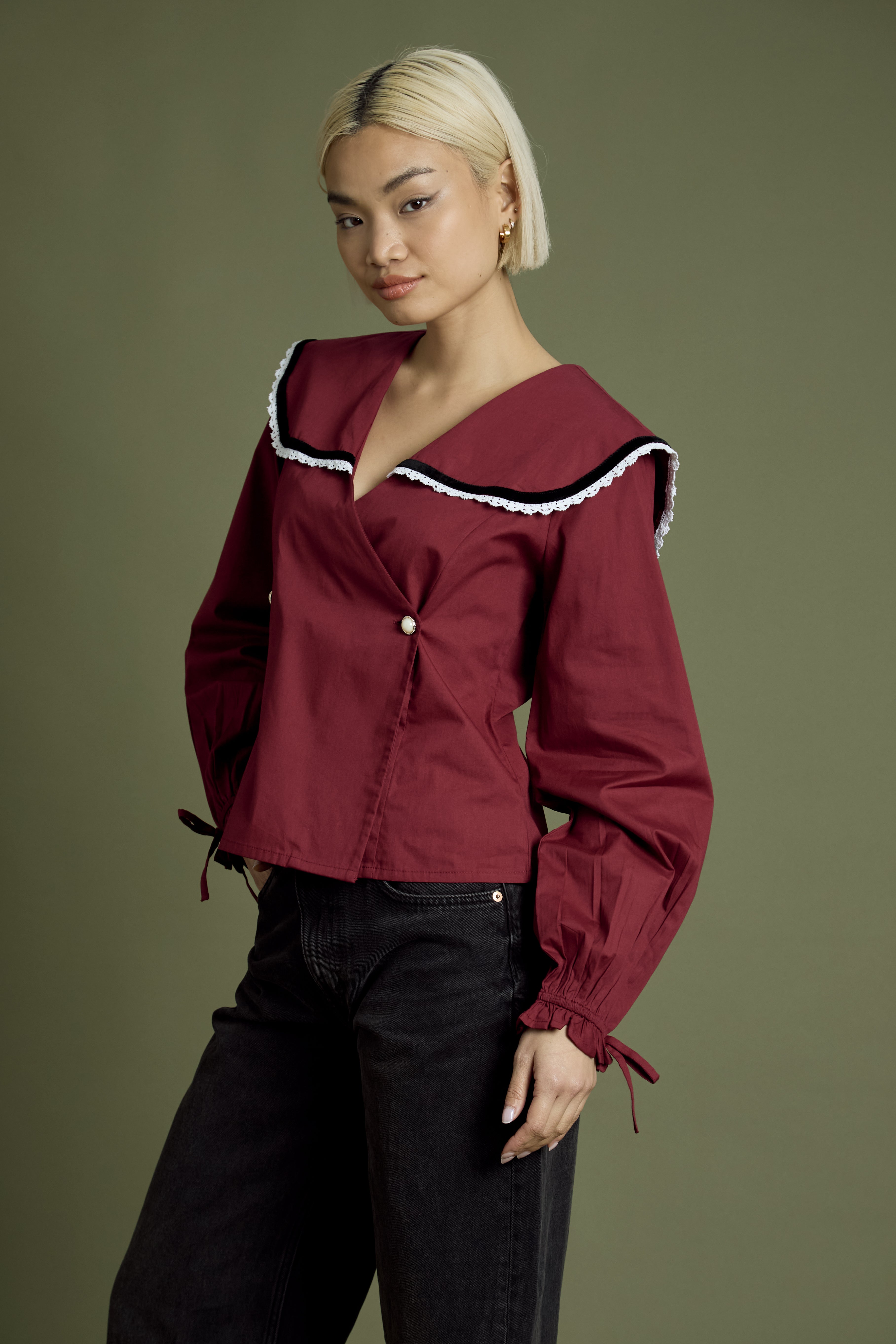 Rebecca Velvet Trim Blouse
