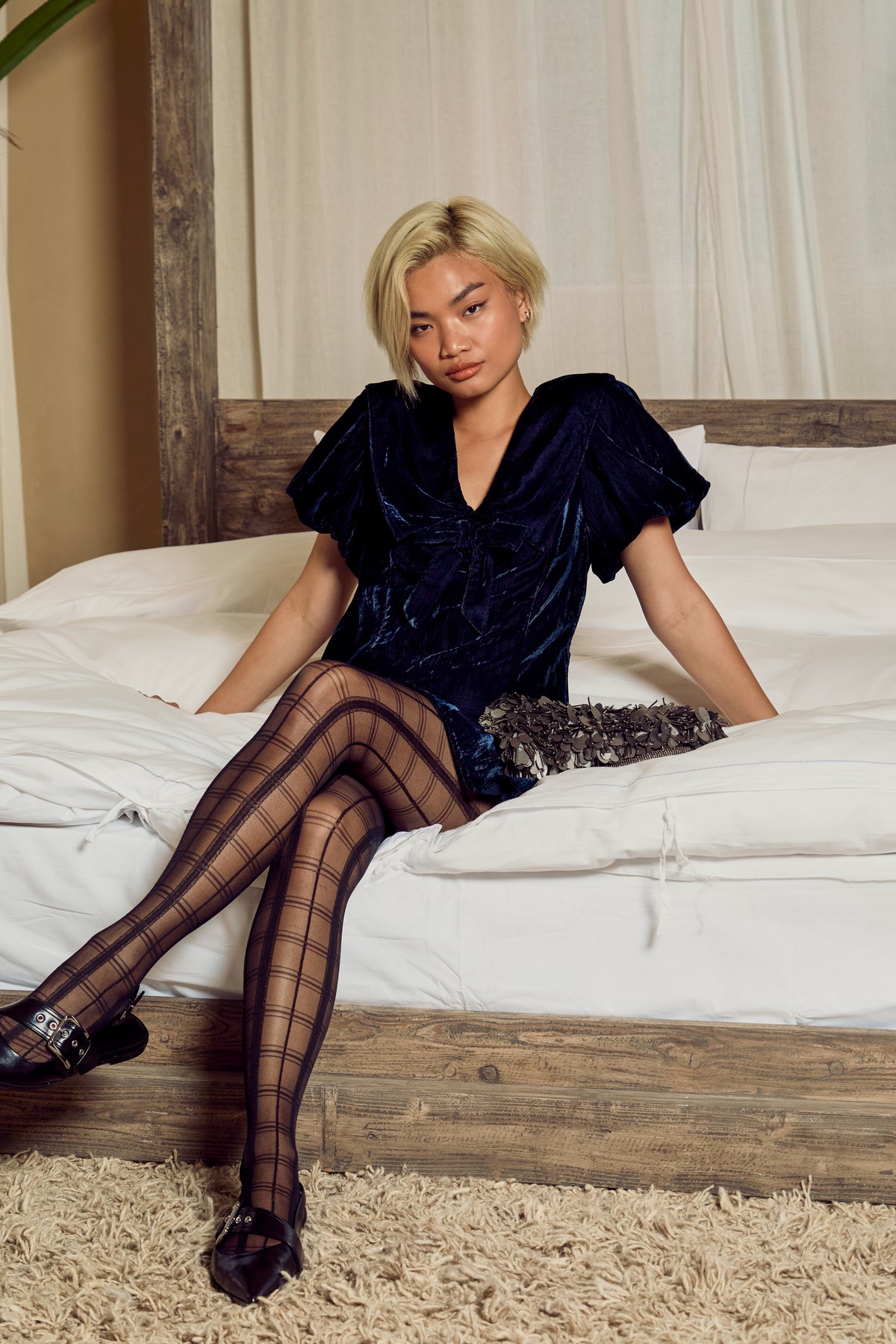 Bianca Velvet Puff Sleeve Dress
