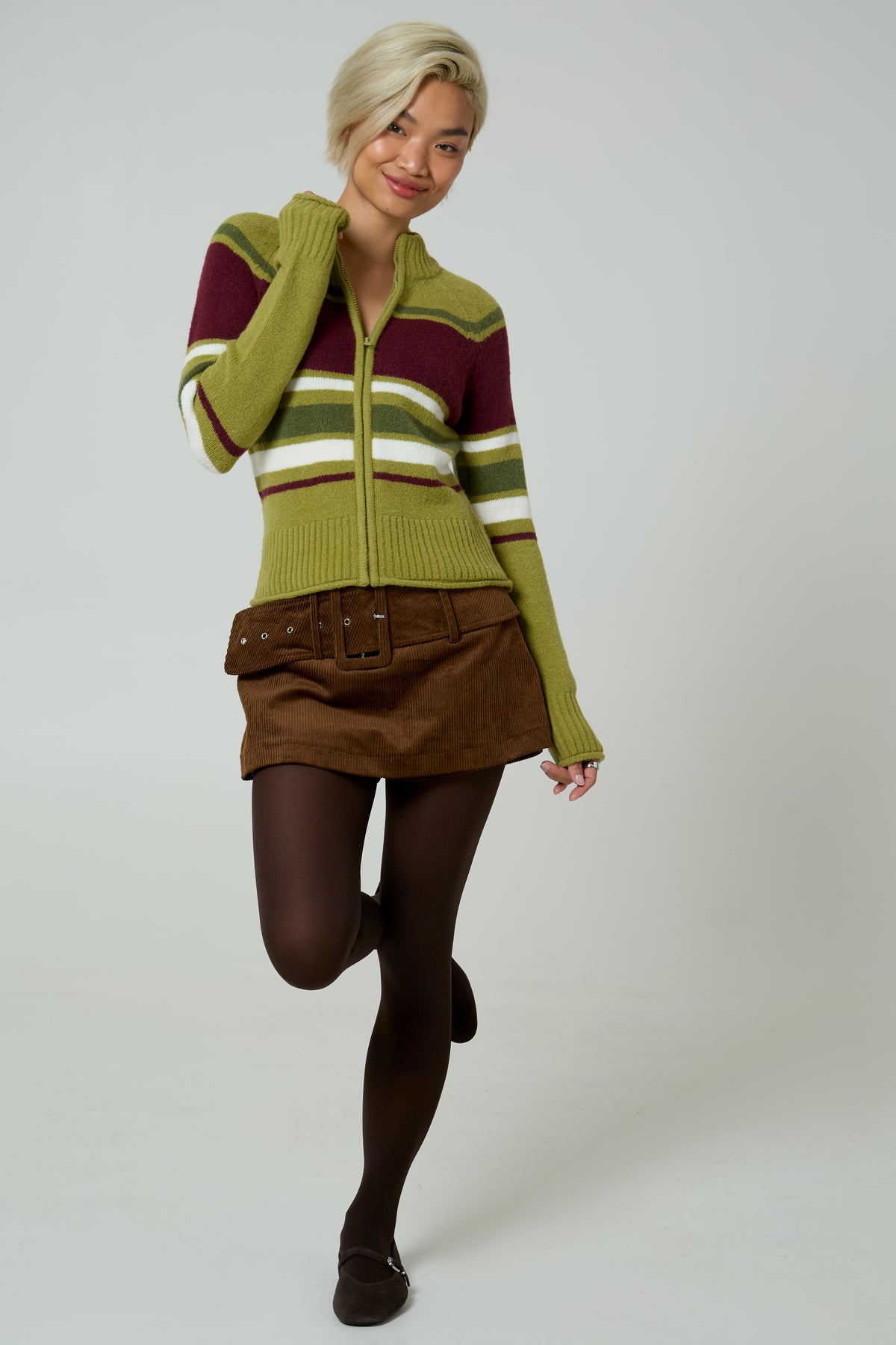 Greta Stripe Zip Jumper