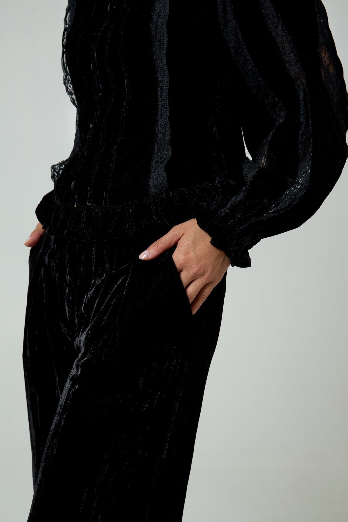 Mona Black Velvet Trousers